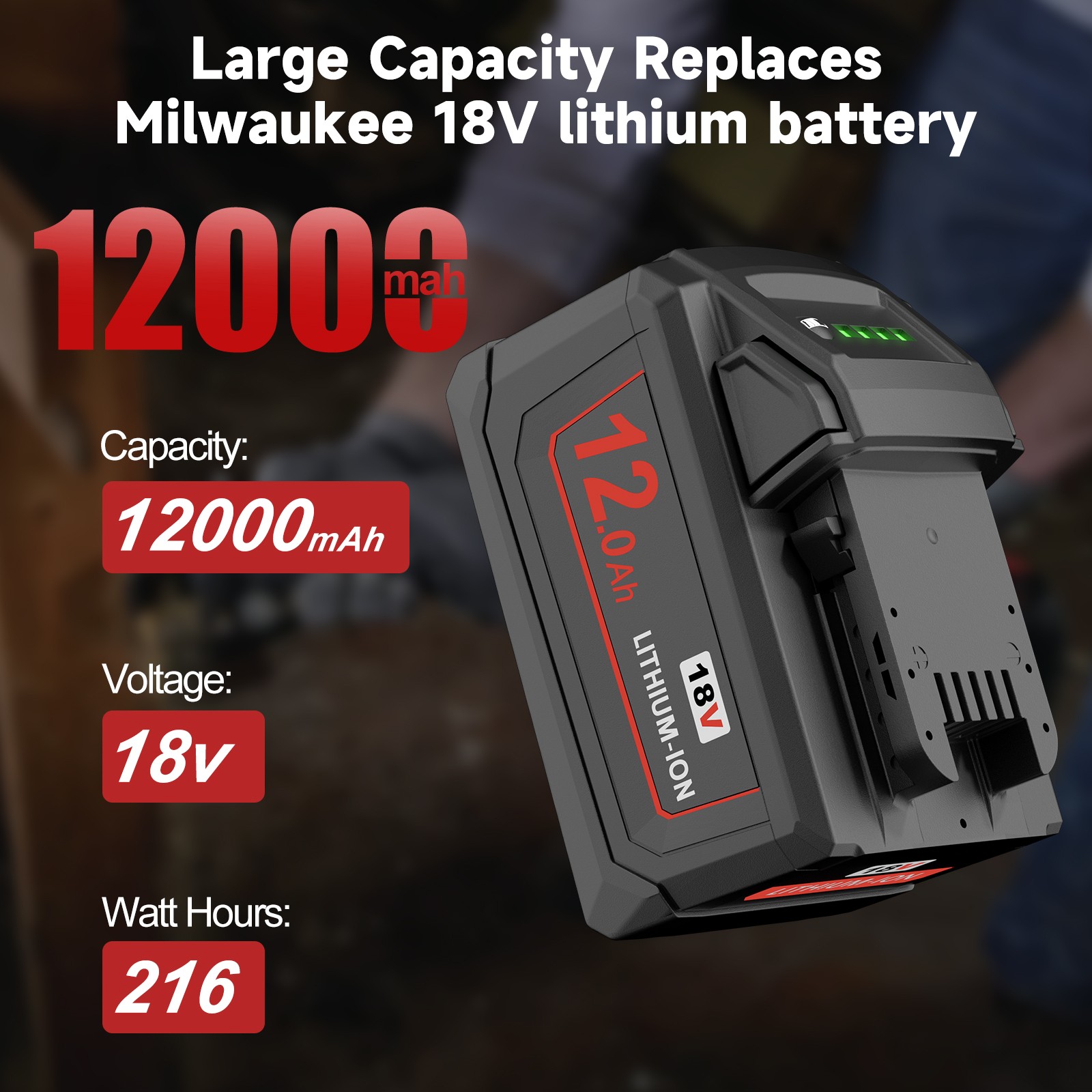 Charger For Milwaukee for M18 18V 12.0Ah Battery Extended Lithium 48-11-1880 US