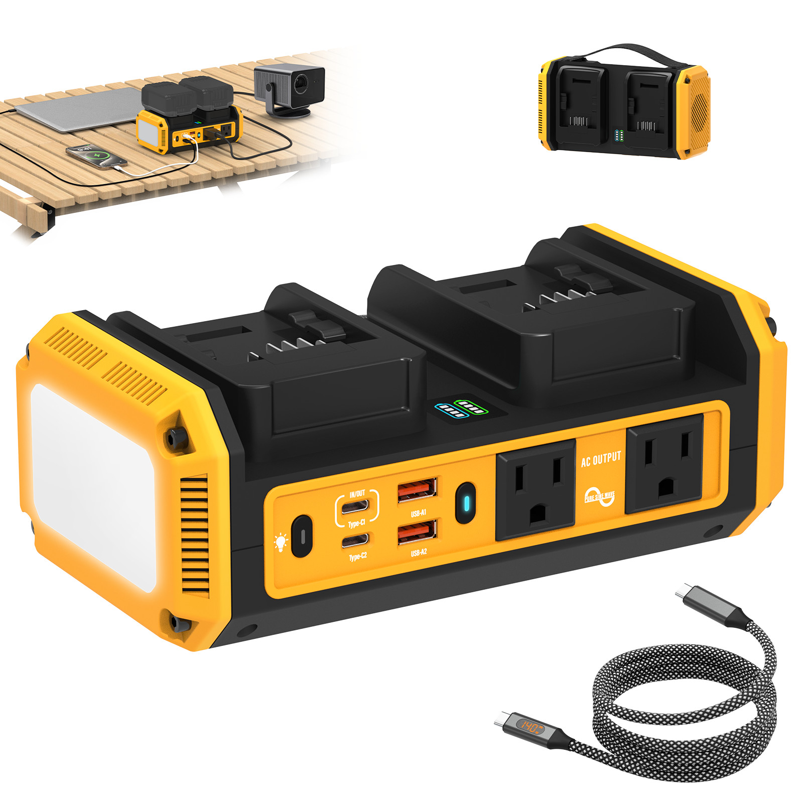 350W Power Inverter Compatible with Dewalt 20V Battery (Battery Not Included)