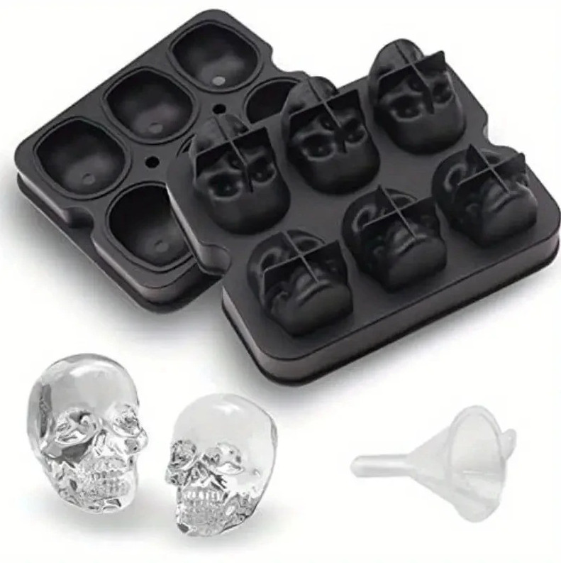 1 pc Halloween Skull Ice Cube Mold Silicone 3D Tray Whiskey Chocolate