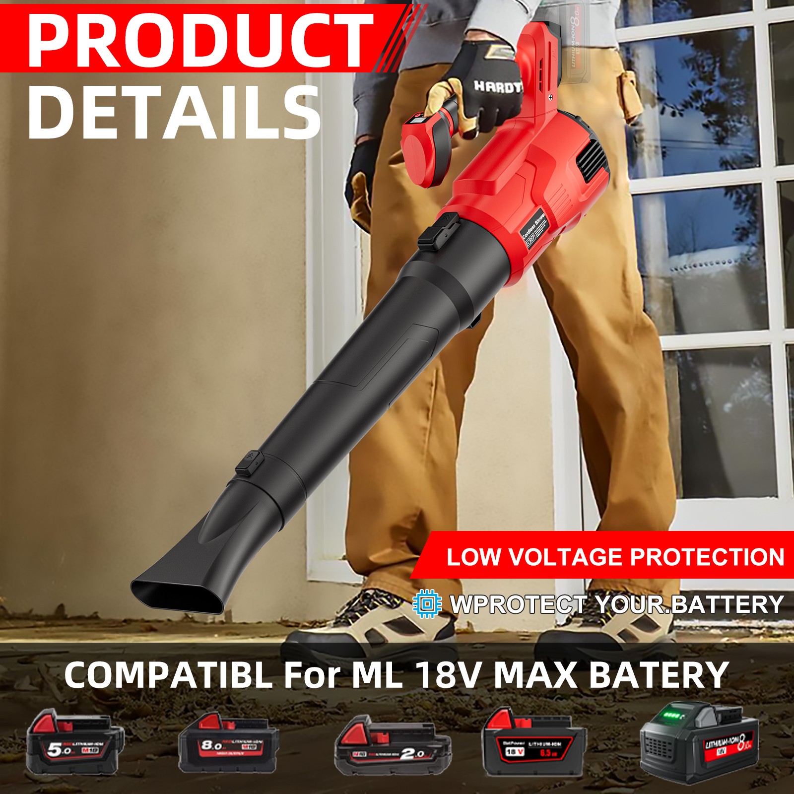 Cordless Leaf Blower for Milwaukee for m18 Battery Brushless Snow Blowing