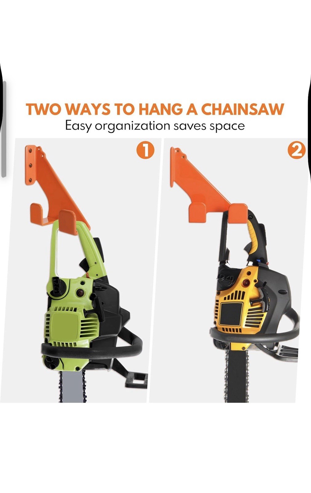 Chainsaw Holder -2 Pack- 150LB Heavy-Duty Alloy Steel Wall Mount Set Accessories
