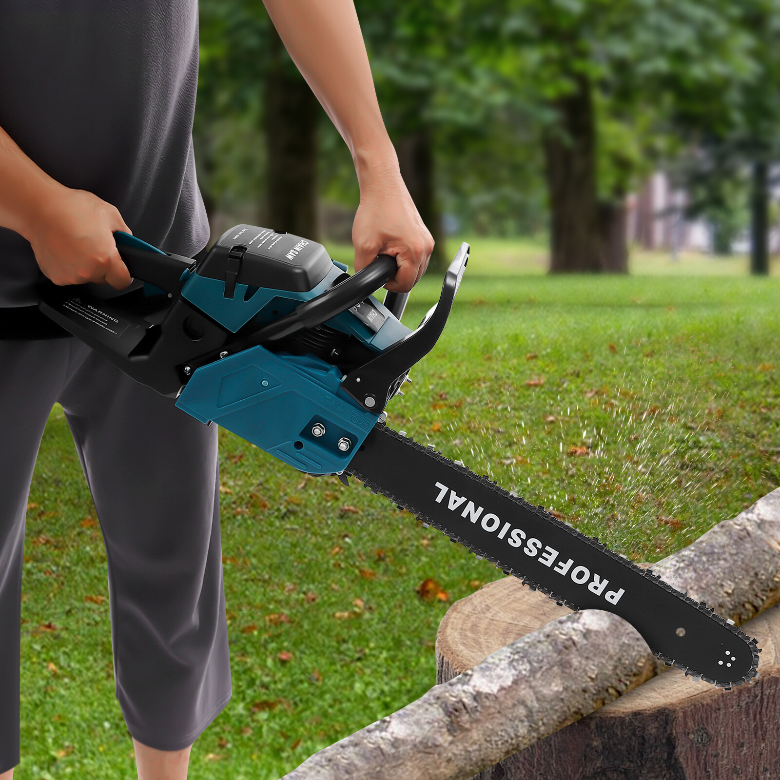 58CC Gas Powered Chainsaw with 20” Guide Bar Saw Chain 2-Stroke Engine Cut Wood