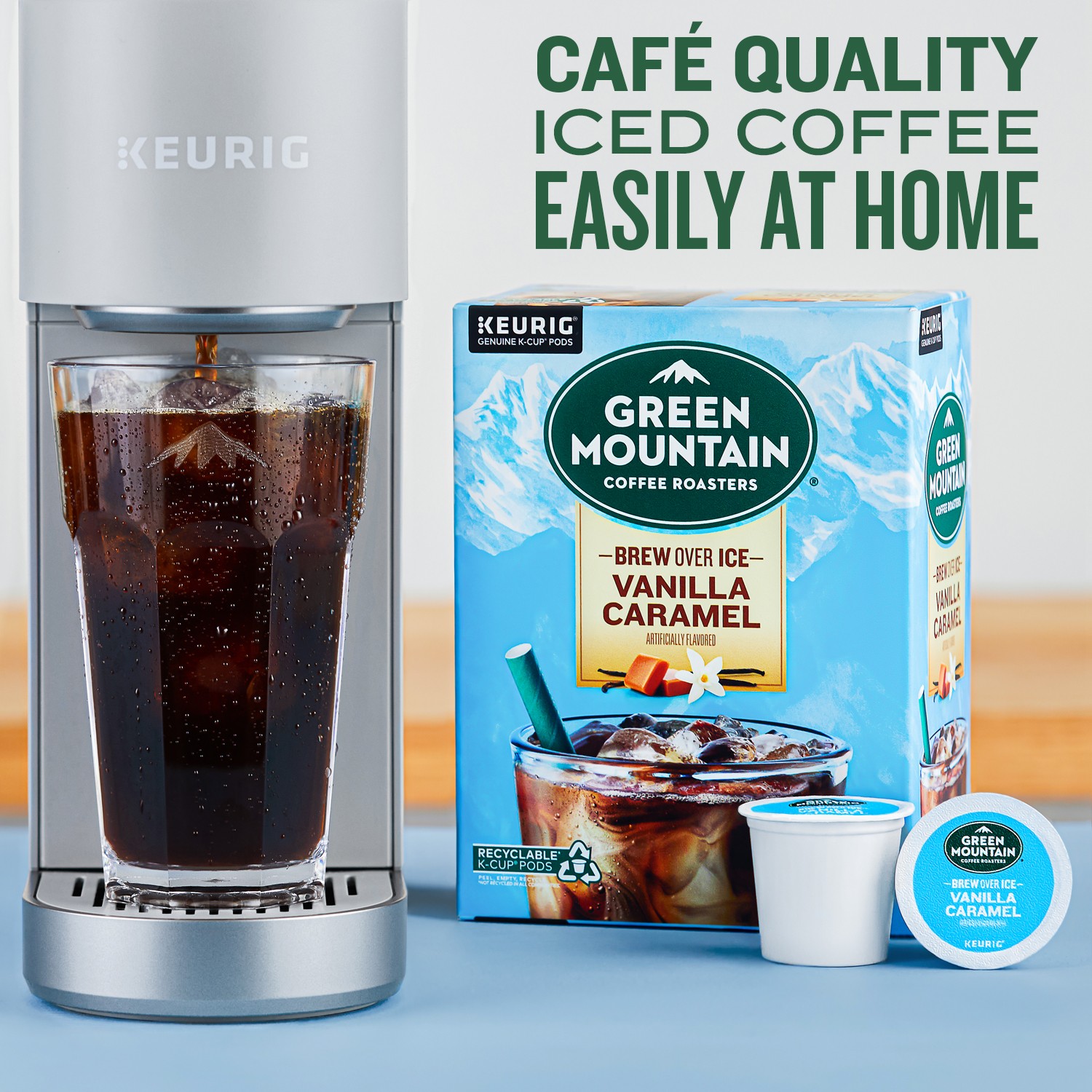 Green Mountain Coffee Roasters Brew Over Ice Vanilla Caramel, K-Cups, 24 Count