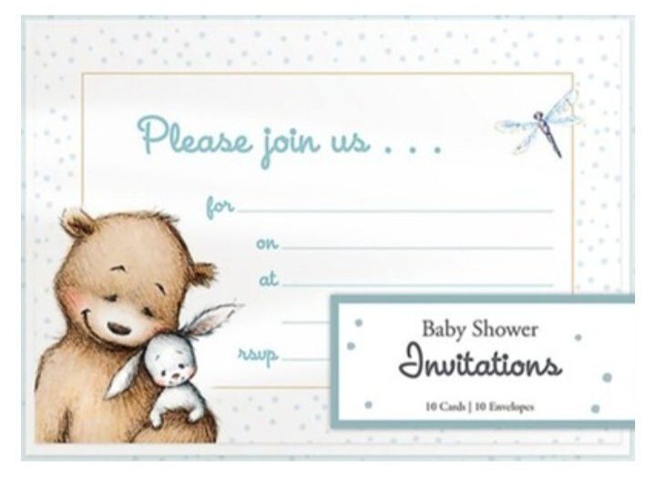 Unisex Baby Shower Invitations w/ Envelopes 20 Pack Adorable Bear & Bunny Design