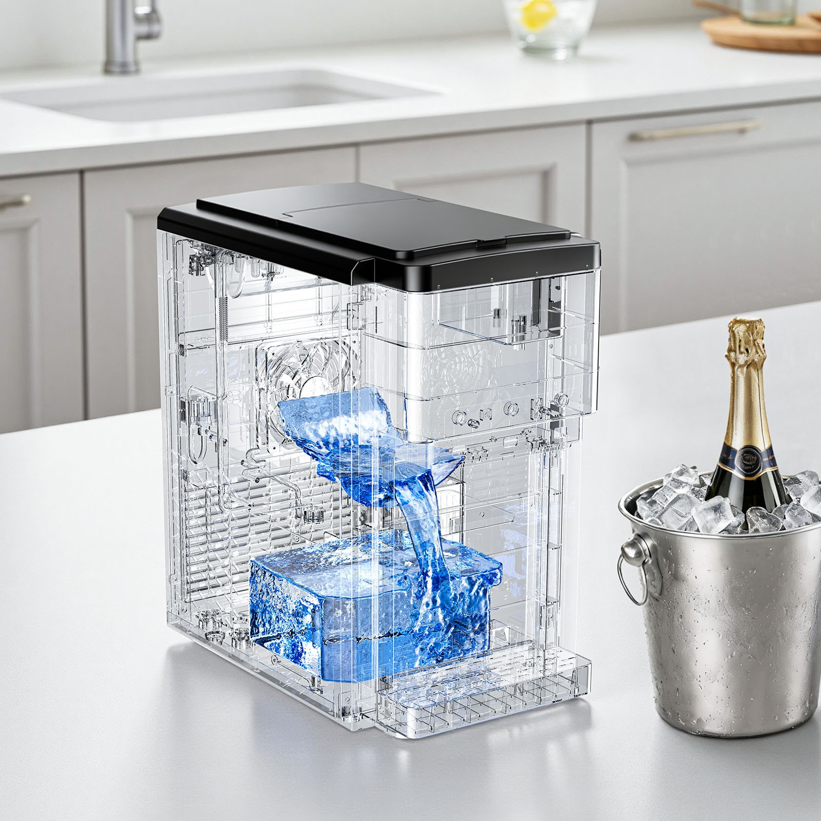 VEVOR Water Dispenser with Ice Maker 3-in-1 Countertop Water Cooler for Home