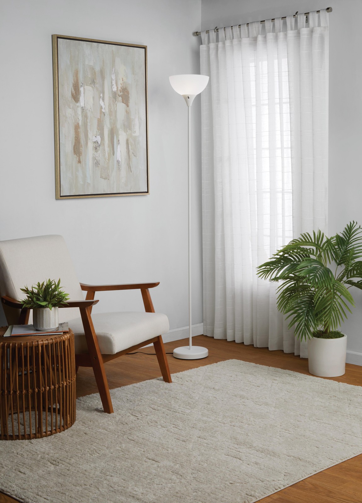 71″ White Floor Lamp, Modern Design