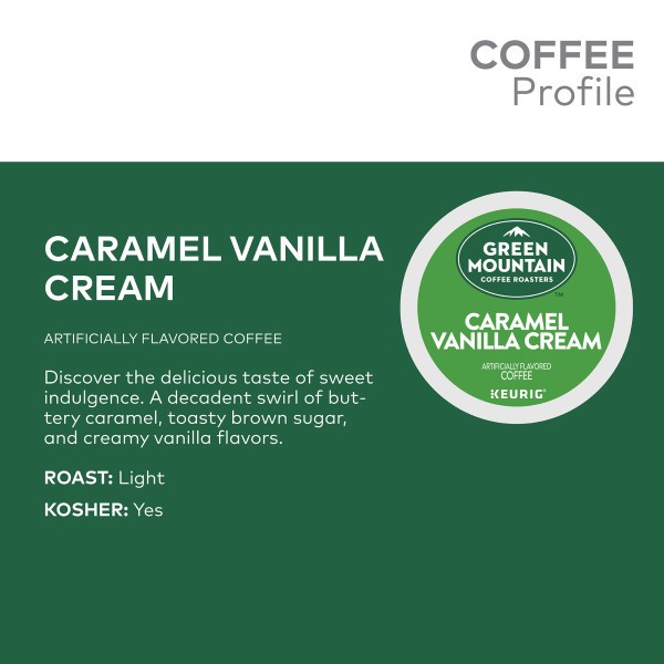 Green Mountain Coffee Roasters Caramel Vanilla Cream Coffee, K-Cups, 24 Count