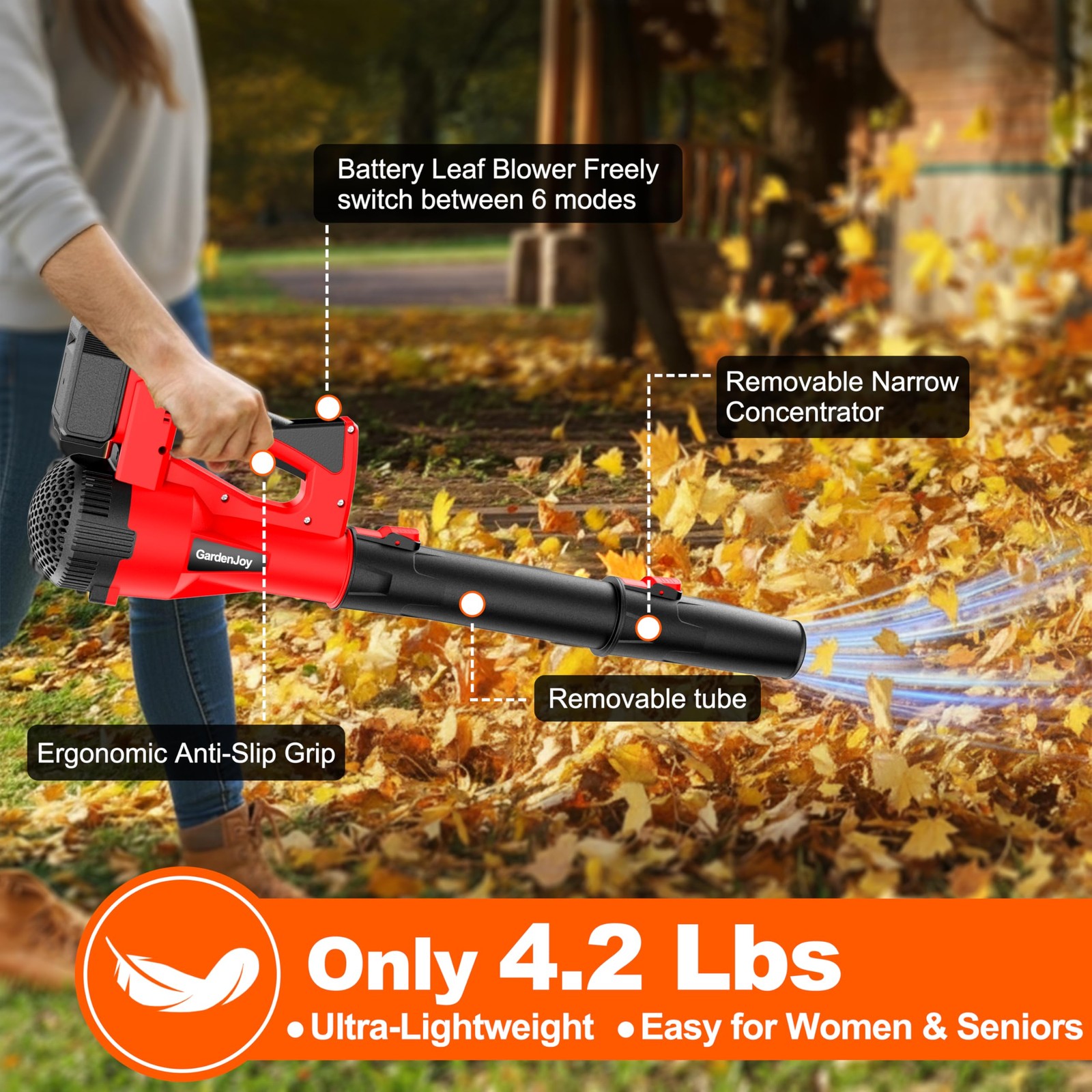 Cordless Leaf Blower 21V 500CFM 150MPH Lightweight with 2 Batteries & Charger