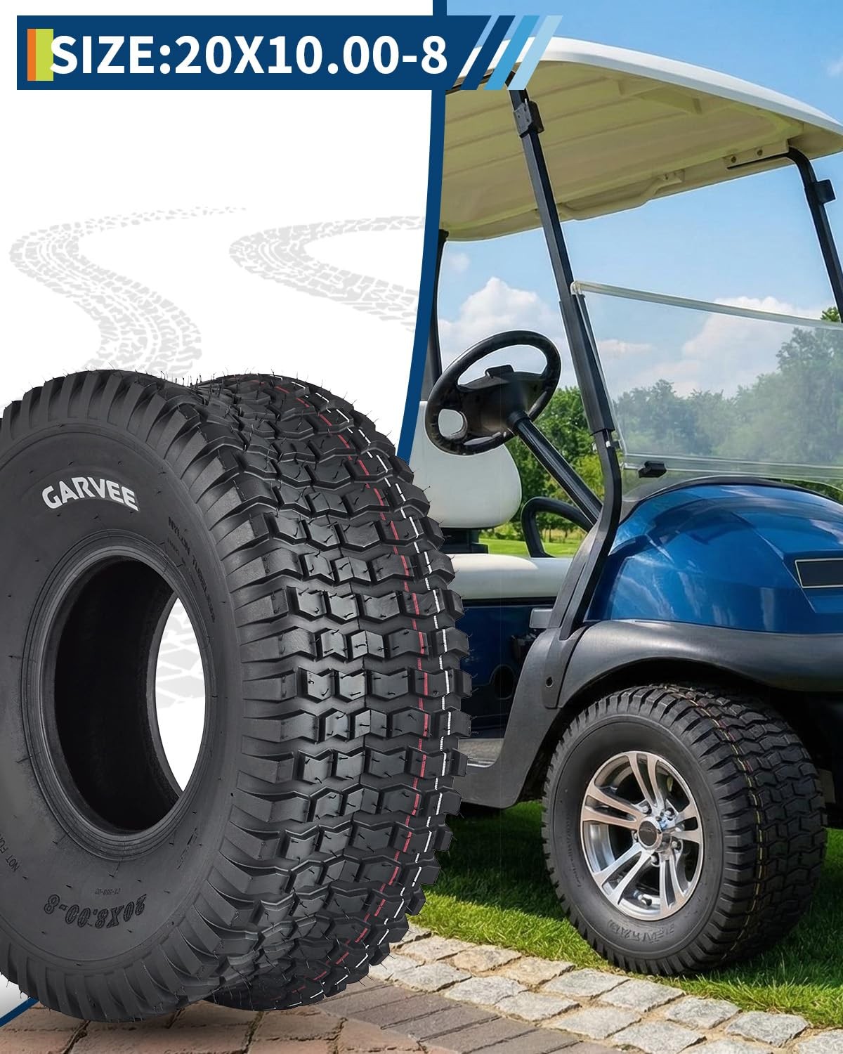 Set Of 2 20×8-8 Lawn Mower Tires 4Ply 20x8x8 Garden Tractor Turf Tyres 20×8.00-8
