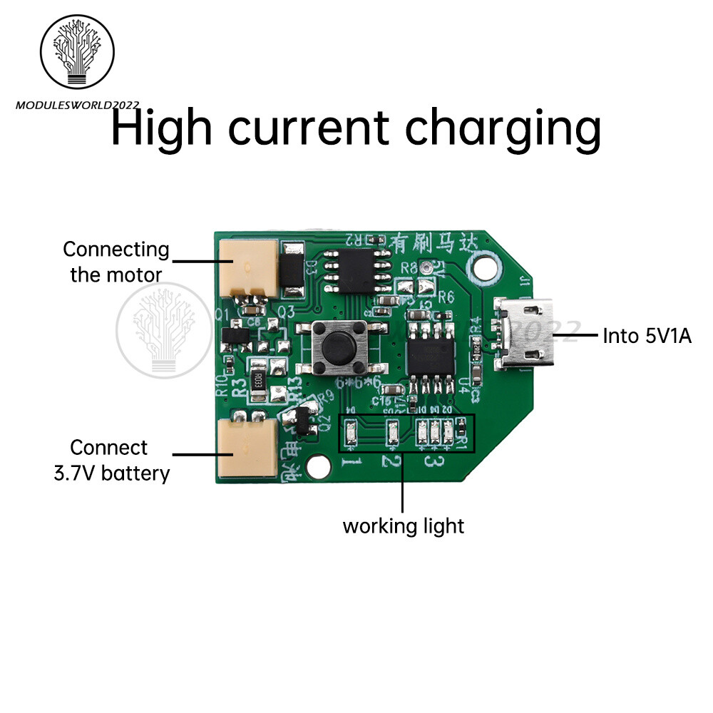 3.7V Universal USB Rechargeable Small Fan Circuit Board Mobile Fan Control Board