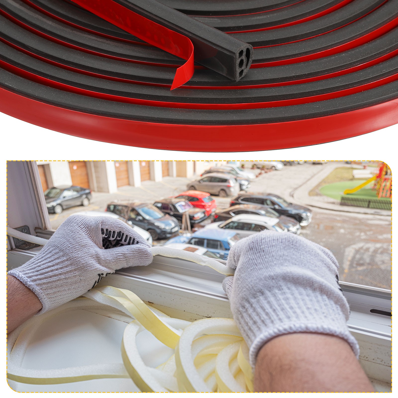 20 ft Silicone Weather Stripping Door Seal Strip, , 0.35″ x 0.24″, Black