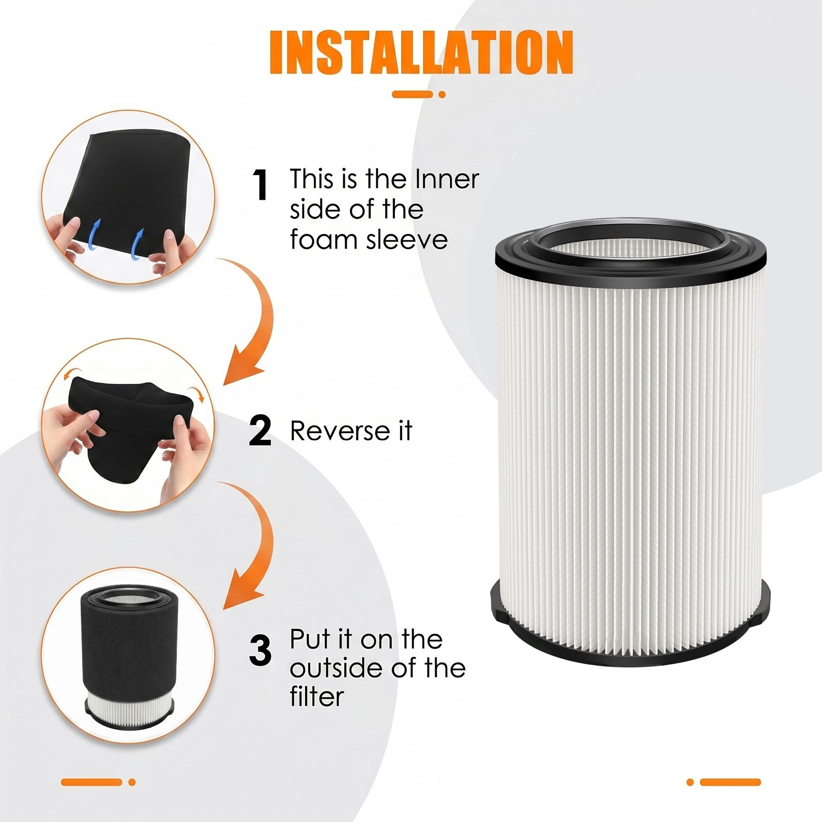 2pcs VF4000 Vacuum filter Replacement for RIDGID Shop Vac Wet/Dry Vacuum Garage