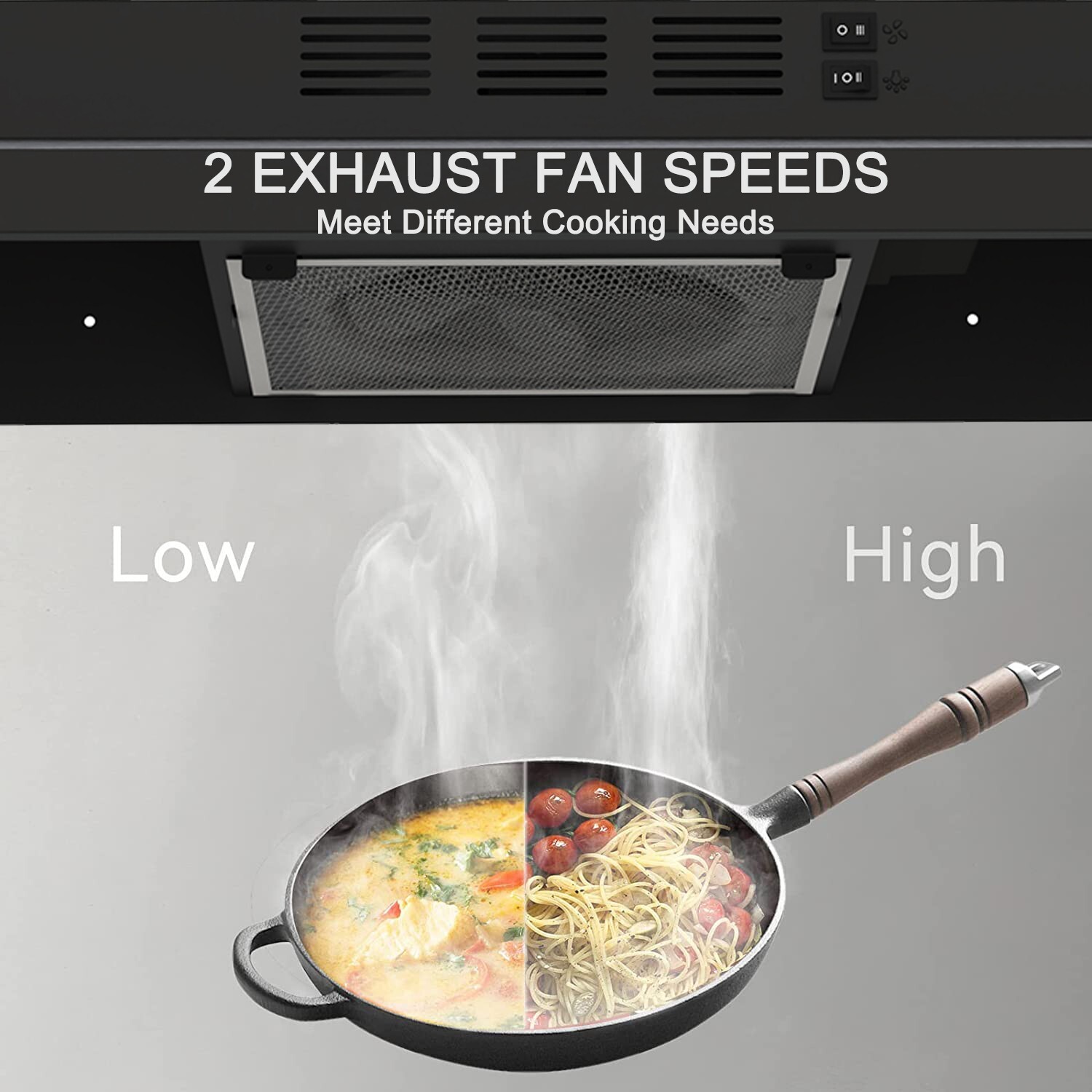 30 inch Under Cabinet Range Hood 230CFM Ducted/Ductless Black Painted w/LED New