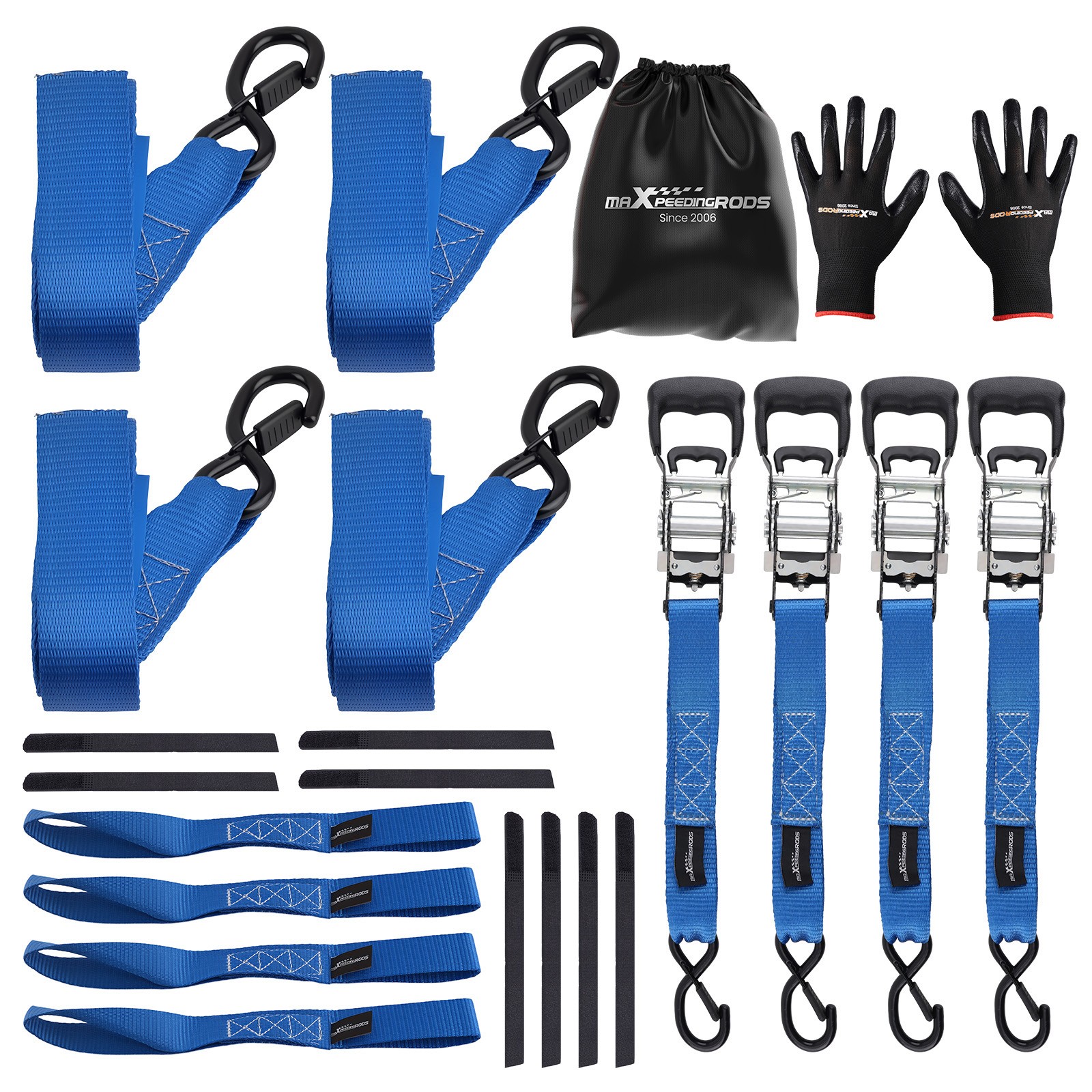 4x Retractable Ratchet Tie Down Straps 1.6” x 8′ 5208 lbs Heaty Duty Blue
