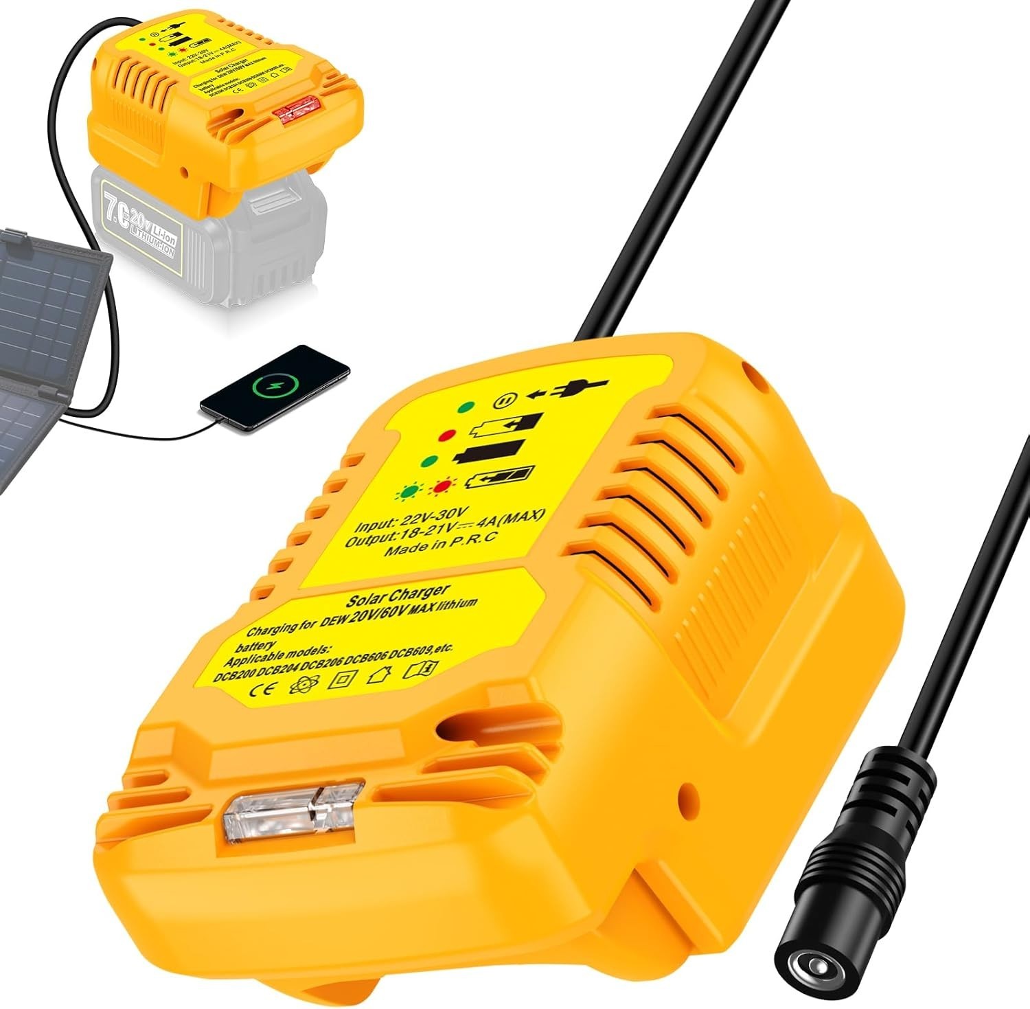 Solar Charger for Dewalt 20V Battery,for Solar Panels（Not Include Work for Ch…