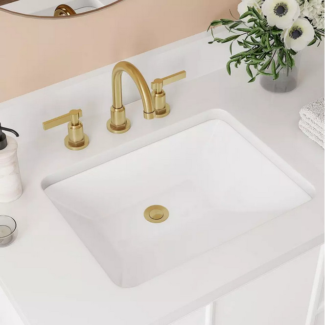 Signature Hardware-Avalon Rectangular Porcelain Undermount Bathroom Sink – White