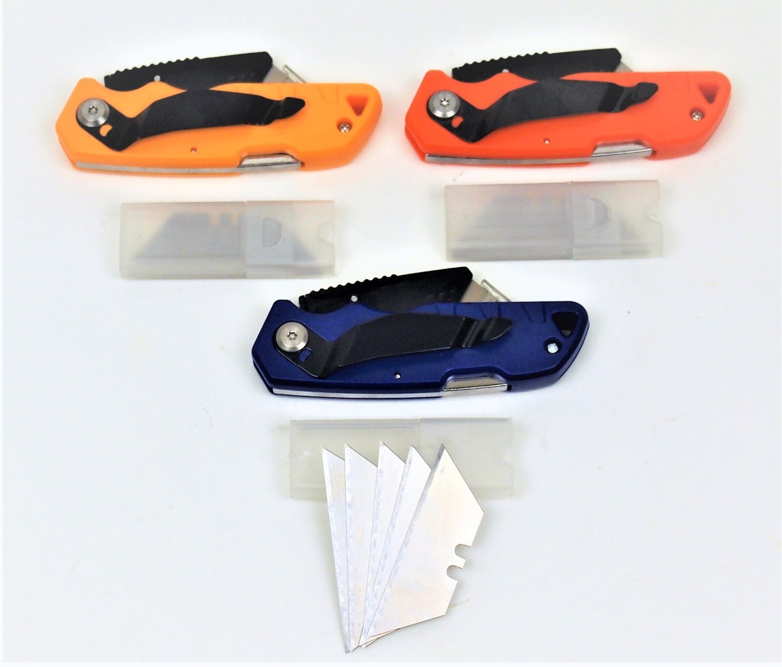 3PC Folding Lock-back Utility Knife With 24 Blades 3 Colors
