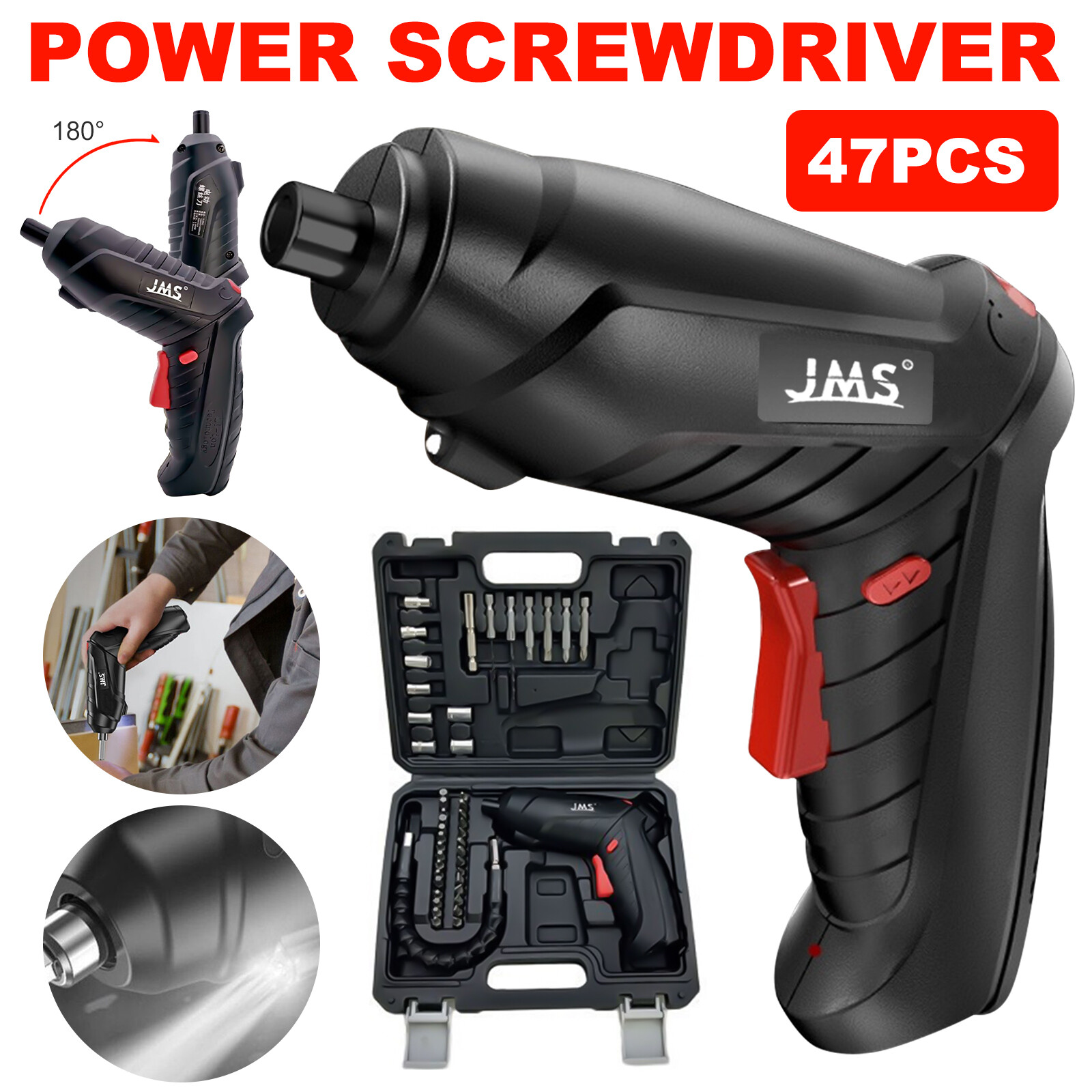 47 IN 1 Electric Drill Power Tool w/Bits Cordless Screwdriver Drill Set Cordless
