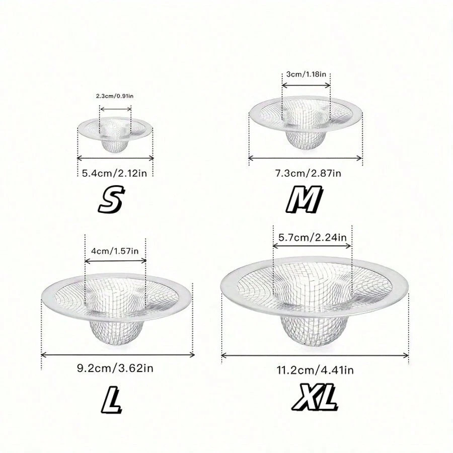 10PCS Stainless Steel Sink Strainer Hair Catcher Drain Slop Filter Trap Bathroom