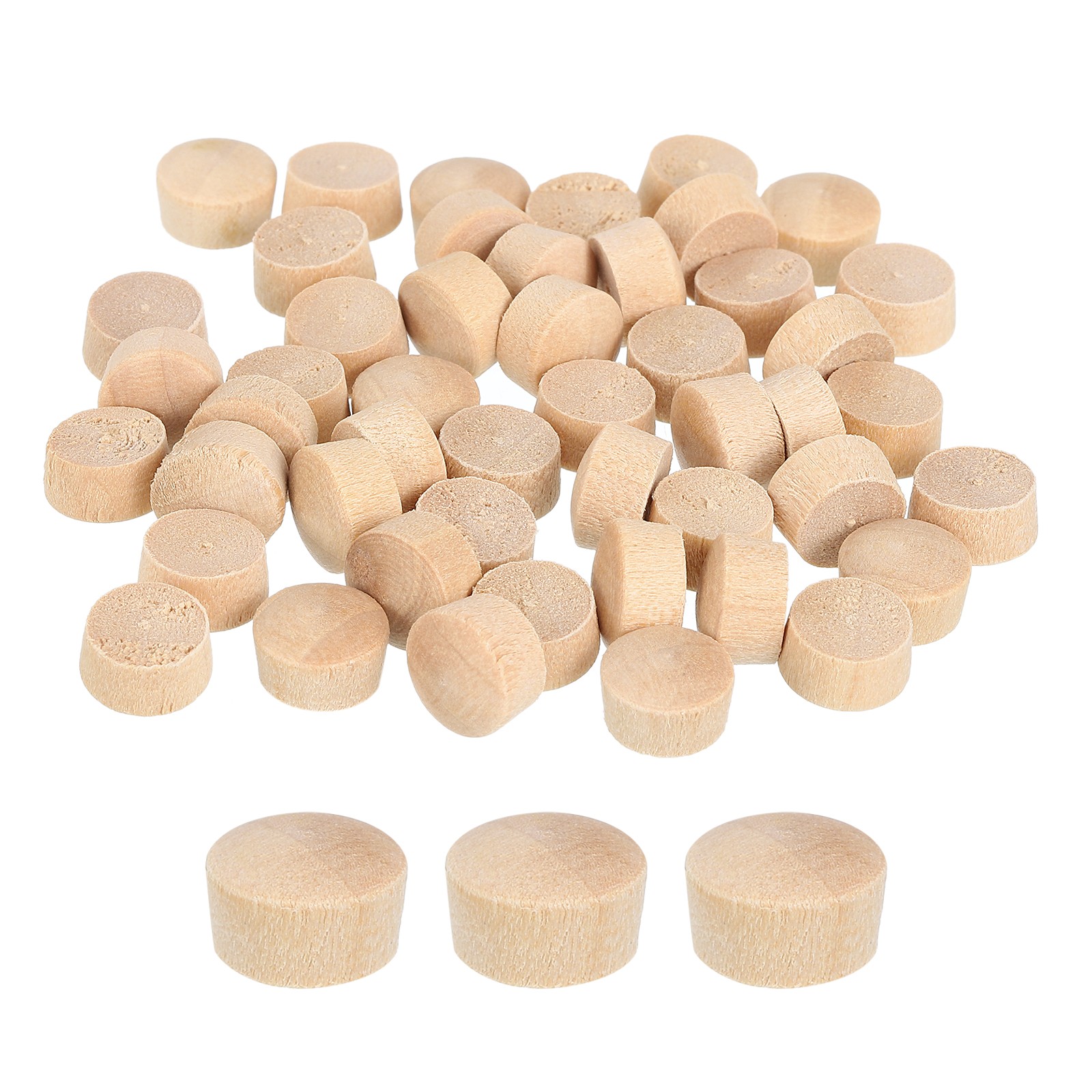 60Pcs Wood Button Plugs, 9mm/0.35″ Hardwood Screw Hole Plug for Woodworking