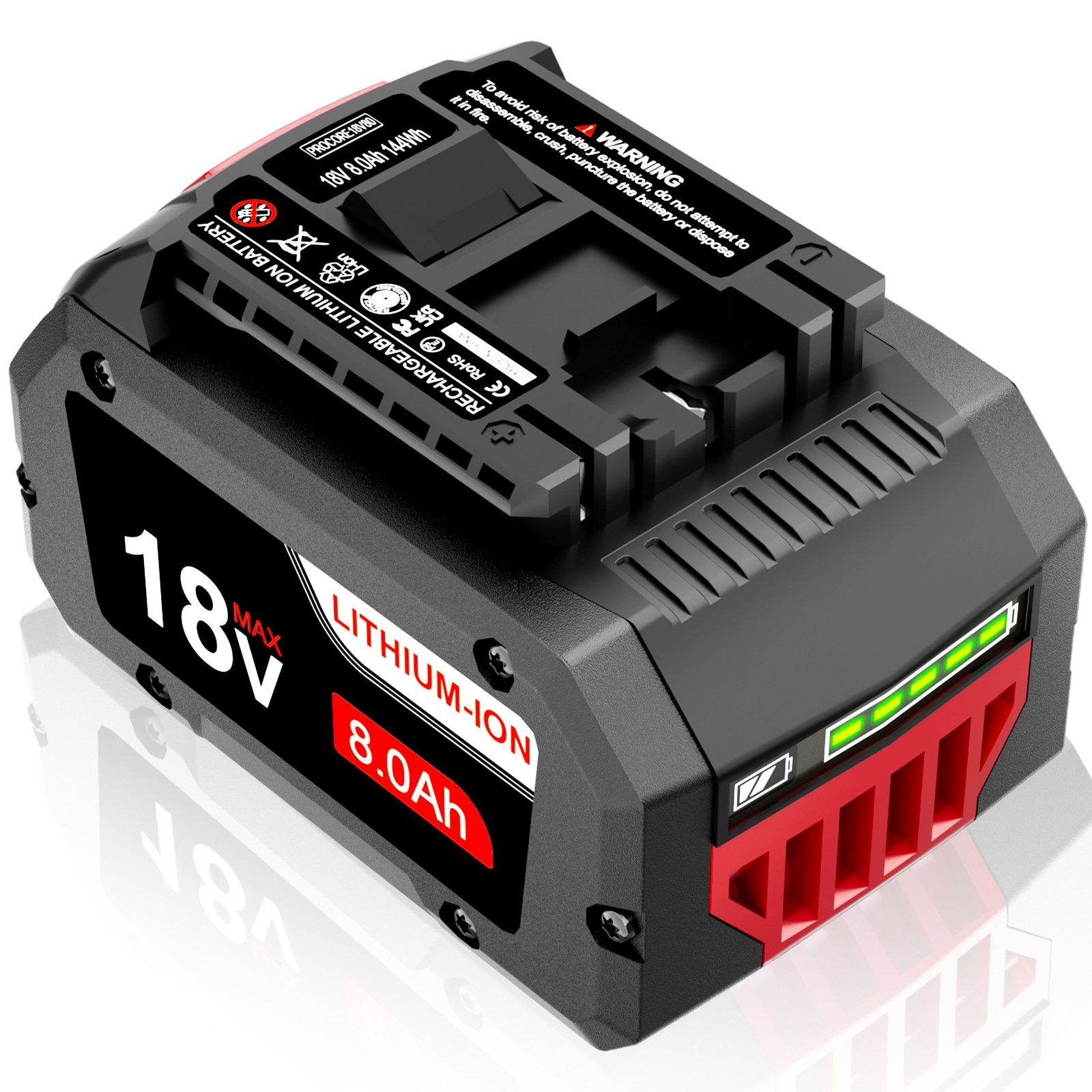 Pack 18V Battery For Bosch 18V 8.0AH Li-ion BAT609 BAT610G BAT618 GSR18V-LI