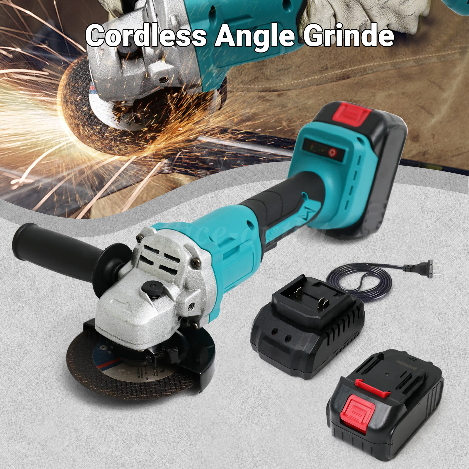 21V Brushless Angle Grinder 4″ Cordless Angle Grinder Kit with 2-1300mah Battery