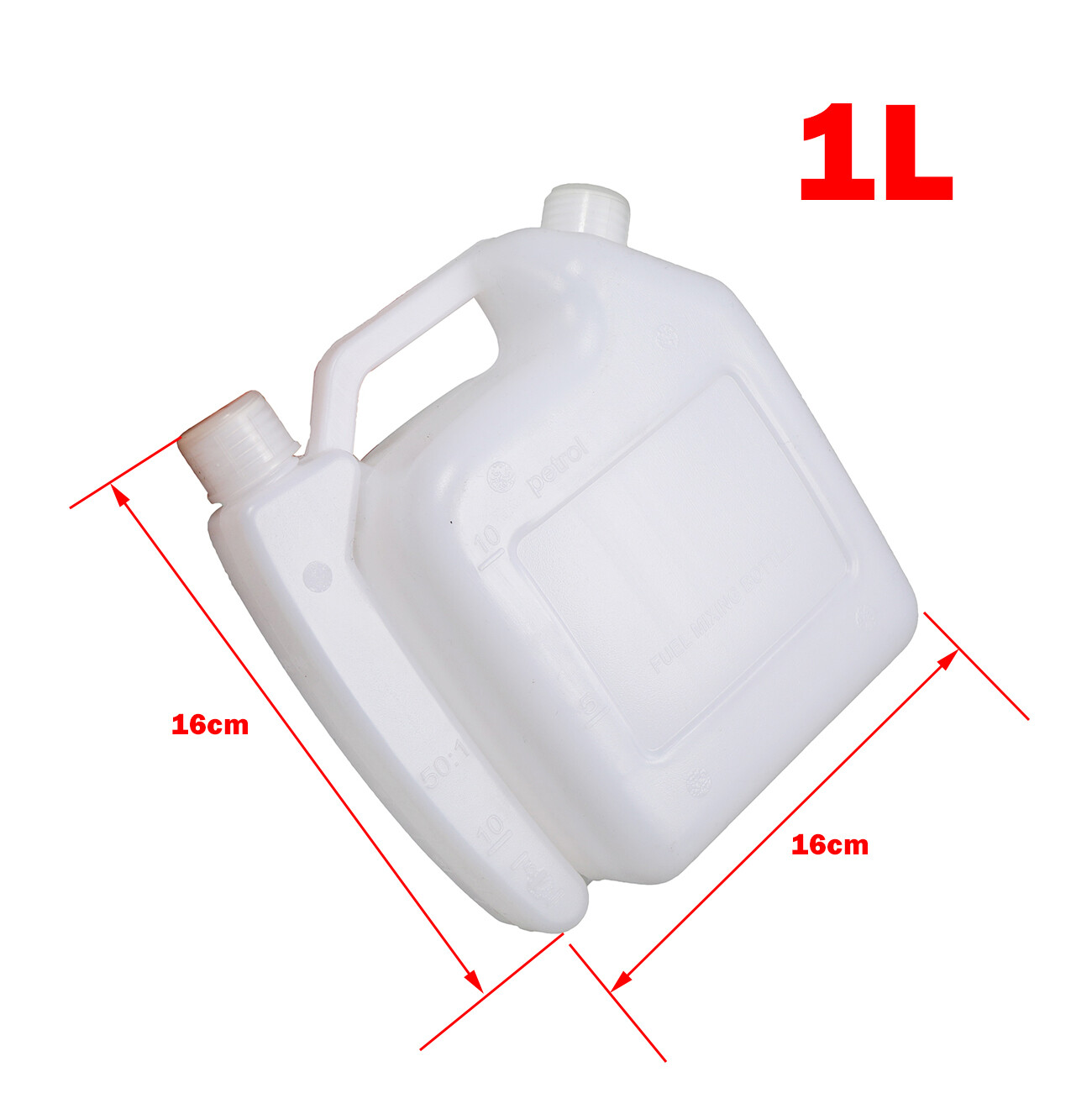 Portable 2-Stroke Fuel Petrol Oil Mixing Bottle 25:1/50:1 Chainsaw Strimmer