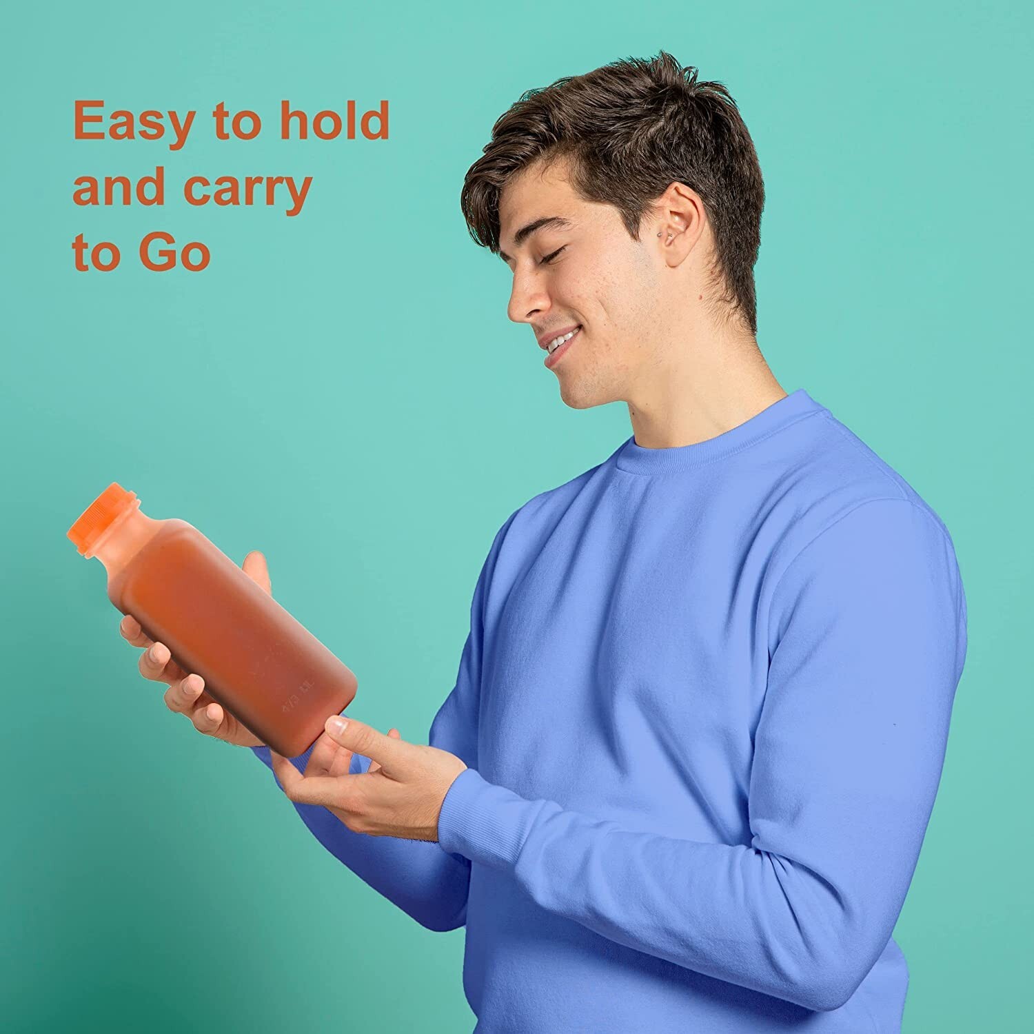 300 Pack Empty Translucent Plastic Juice Bottles with Tamper Evident Caps 16 Oz.