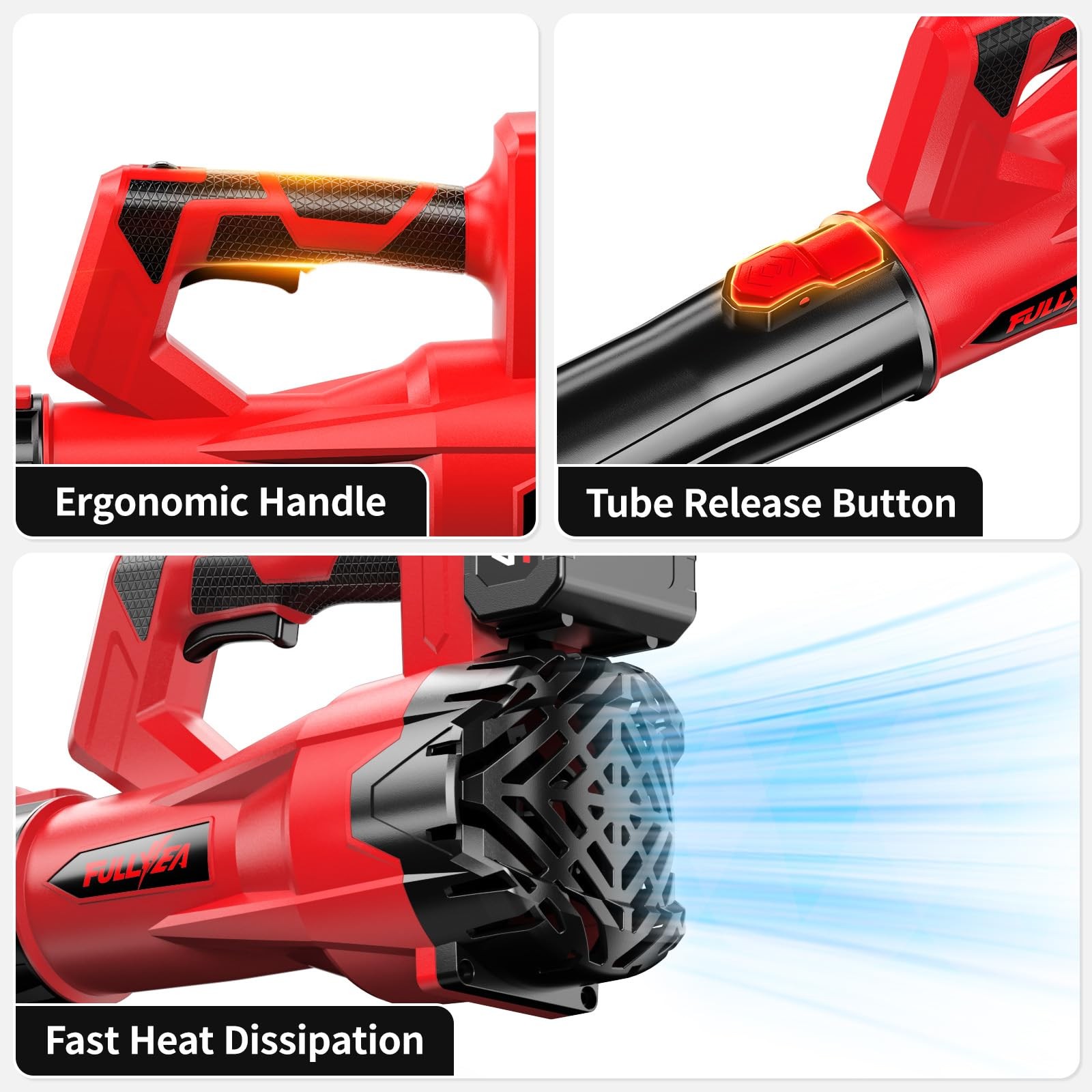 Cordless Leaf Blower, 500 CFM, 150 MPH, 6 Speed Modes, 3 Tubes, 2 Batteries