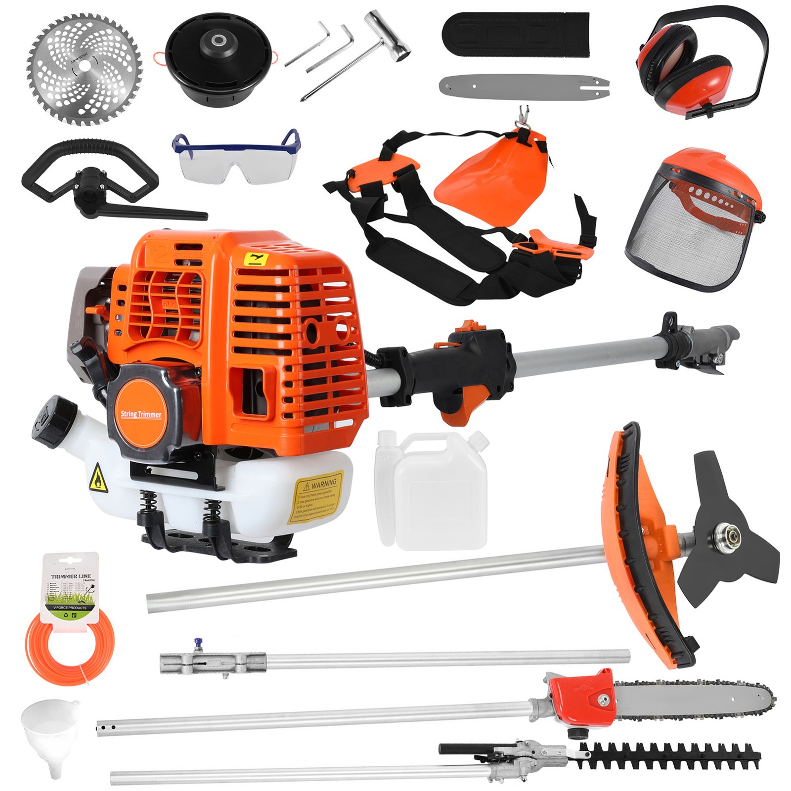 52CC 5 in 1 2-Stroke Grass String Trimmer Brush Cutter Gas Trimmer Weed Eater US