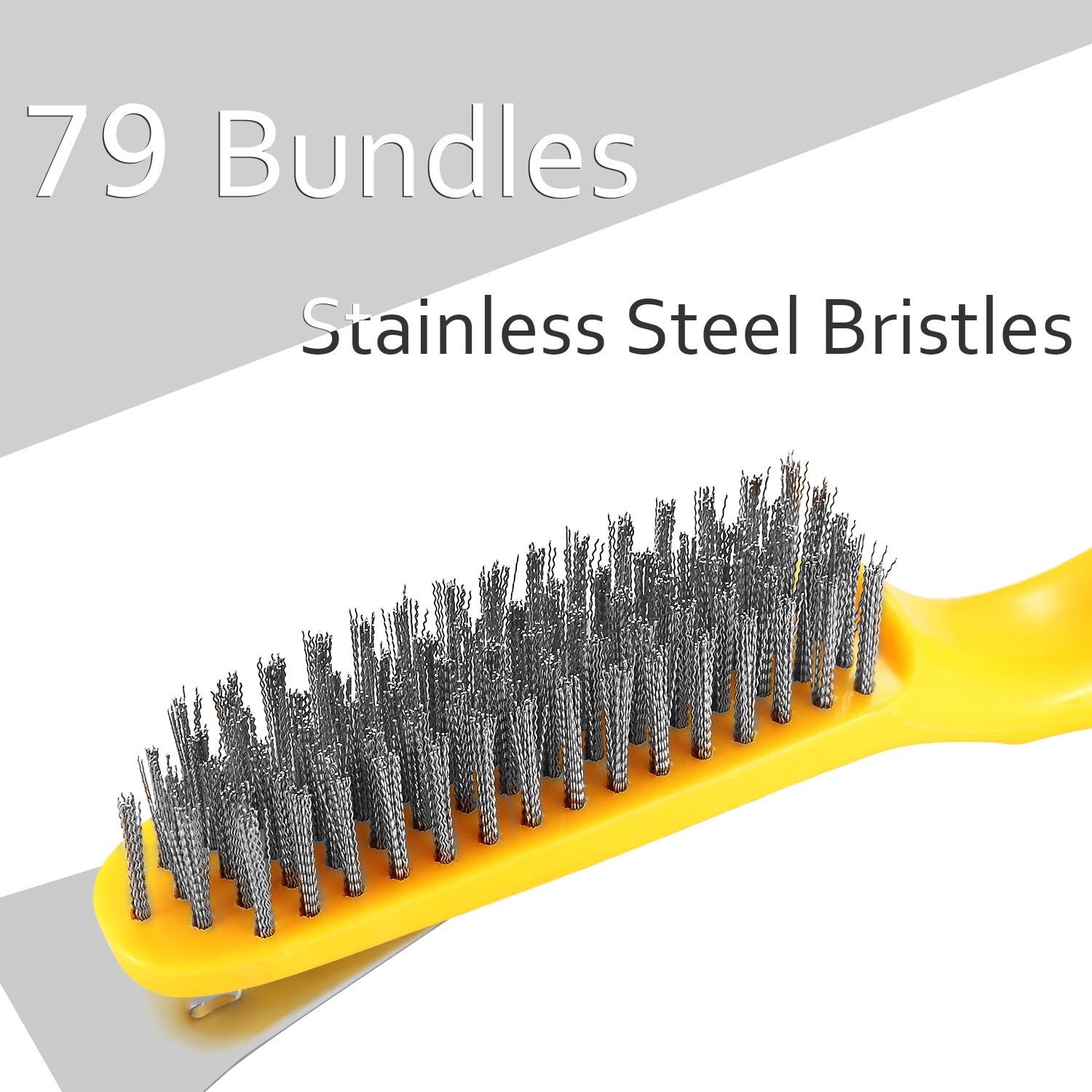 Wire Scratch Brush with Metal Scraper Plastic Handle Stainless Steel Bristles