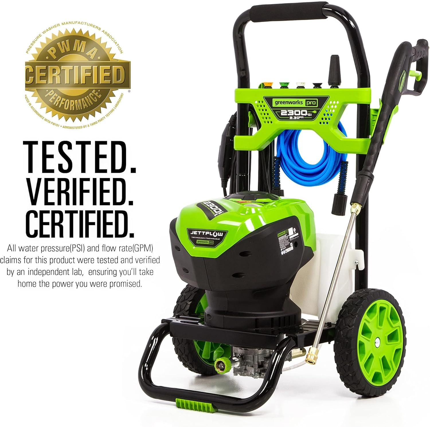 2300 PSI Trubrushless (2.3 GPM) Electric Pressure Washer, 25’ Hose, Quick Connec