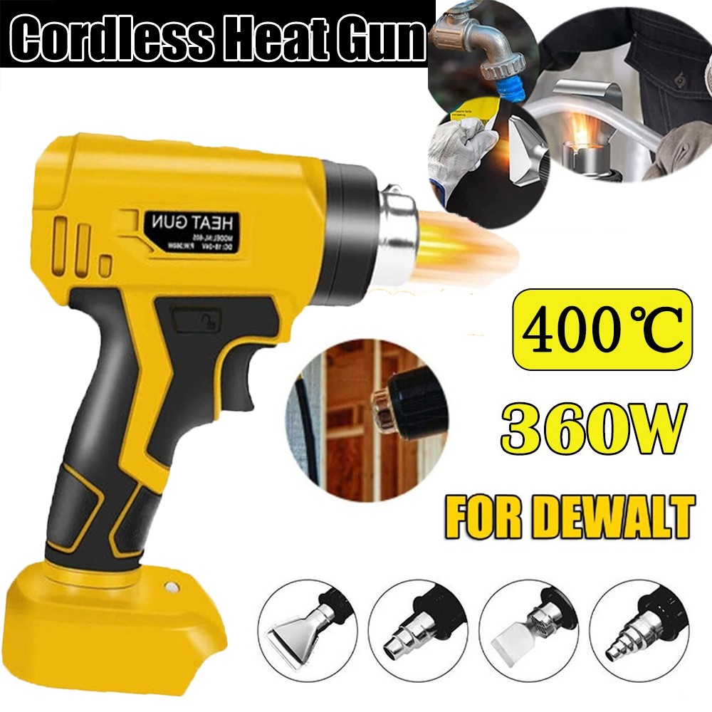 Heat Gun For Dewalt 18V 20V Battery 360W Hot Air Gun Kit 4× Nozzles for Crafts