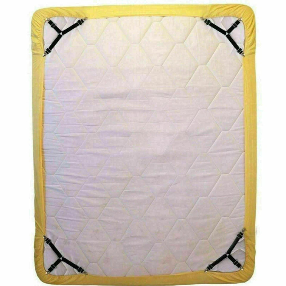 4Bed Sheet Fasteners Adjustable Elastic Suspenders Straps Mattress Covers Clips.