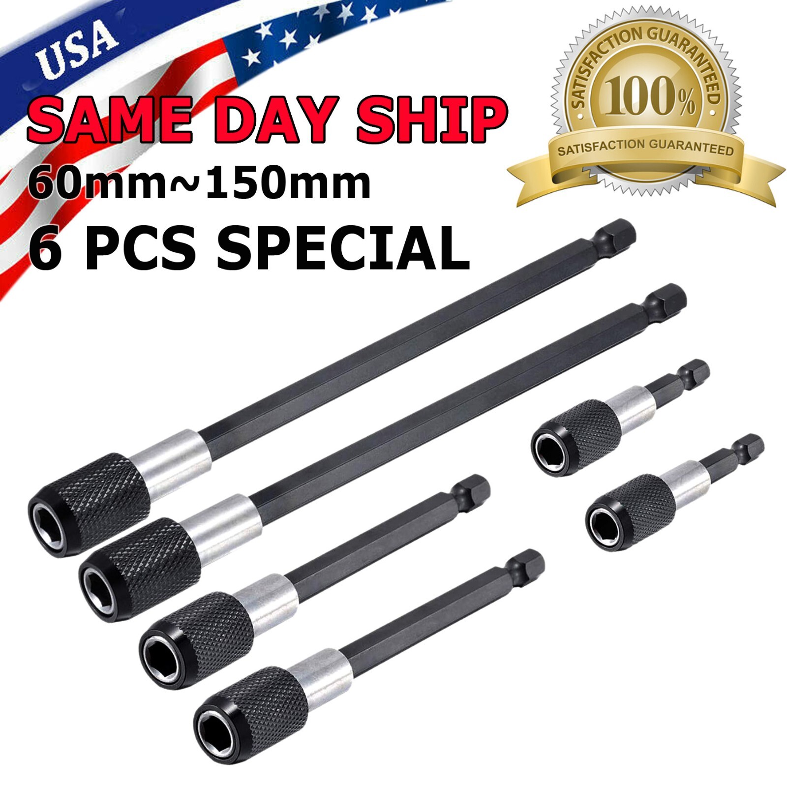 6PC 1/4″ Hex Shank Holder Drill Bit Screwdriver EXTENSION Quick Release Magnetic
