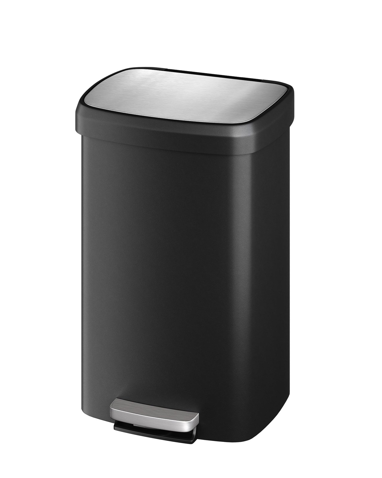 Plastic Garbage Can 13 Gal with Lid Step-On Soft Close Rear Handle Kitchen