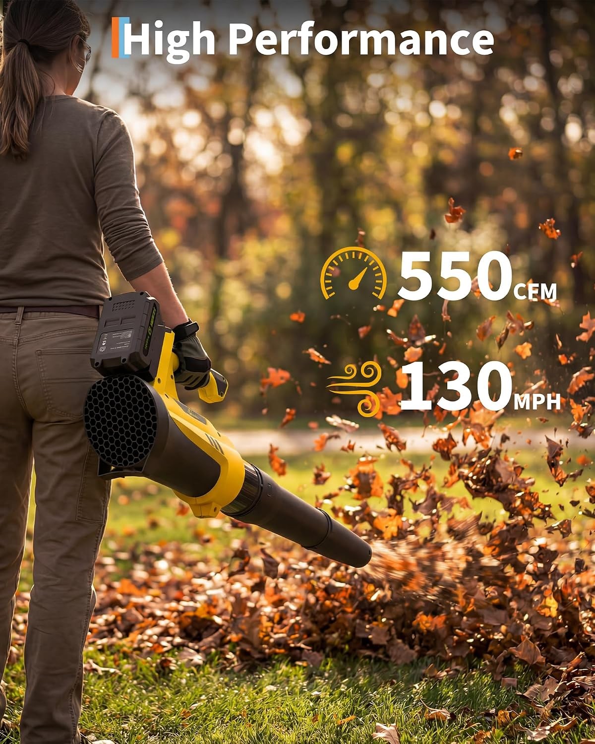 550CFM Cordless Leaf Blower 21V 150MPH Battery Powered Handheld Blower + Charger
