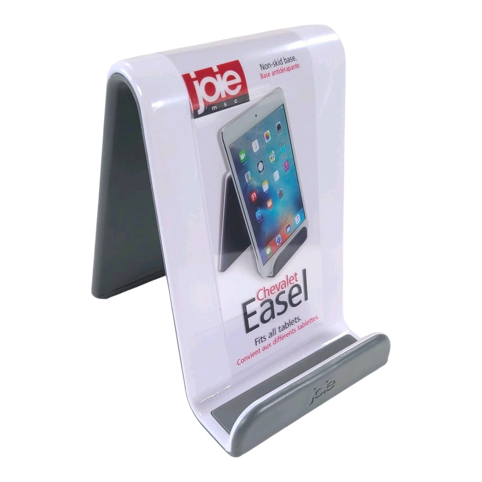 Joie Easel Stand, White with Gray Kitchen Phone/Tablet/Cookbook Holder