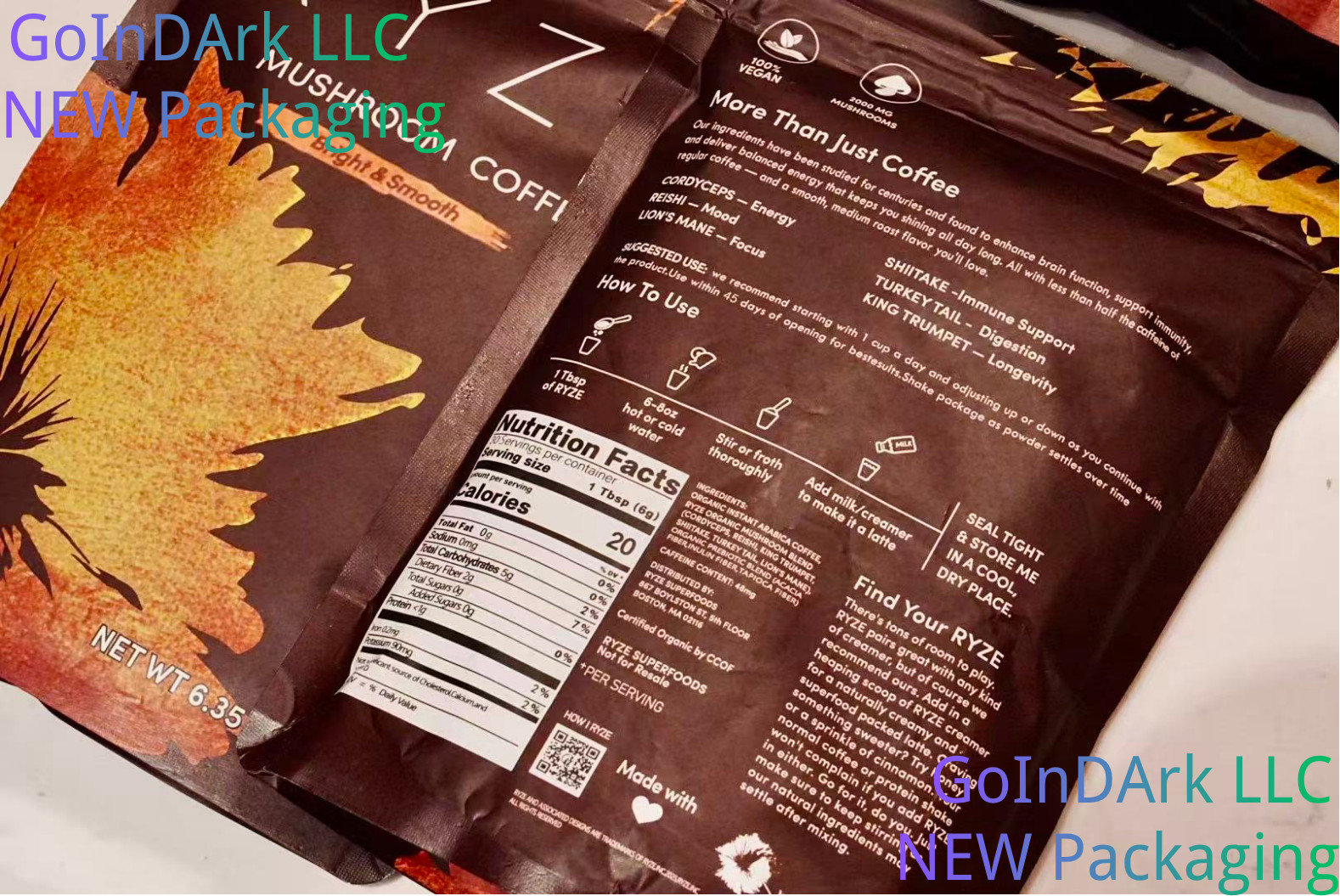 NEW Organic Ryze Mushroom Coffee, 30 Servings/Bag, Instant, Free Shipping