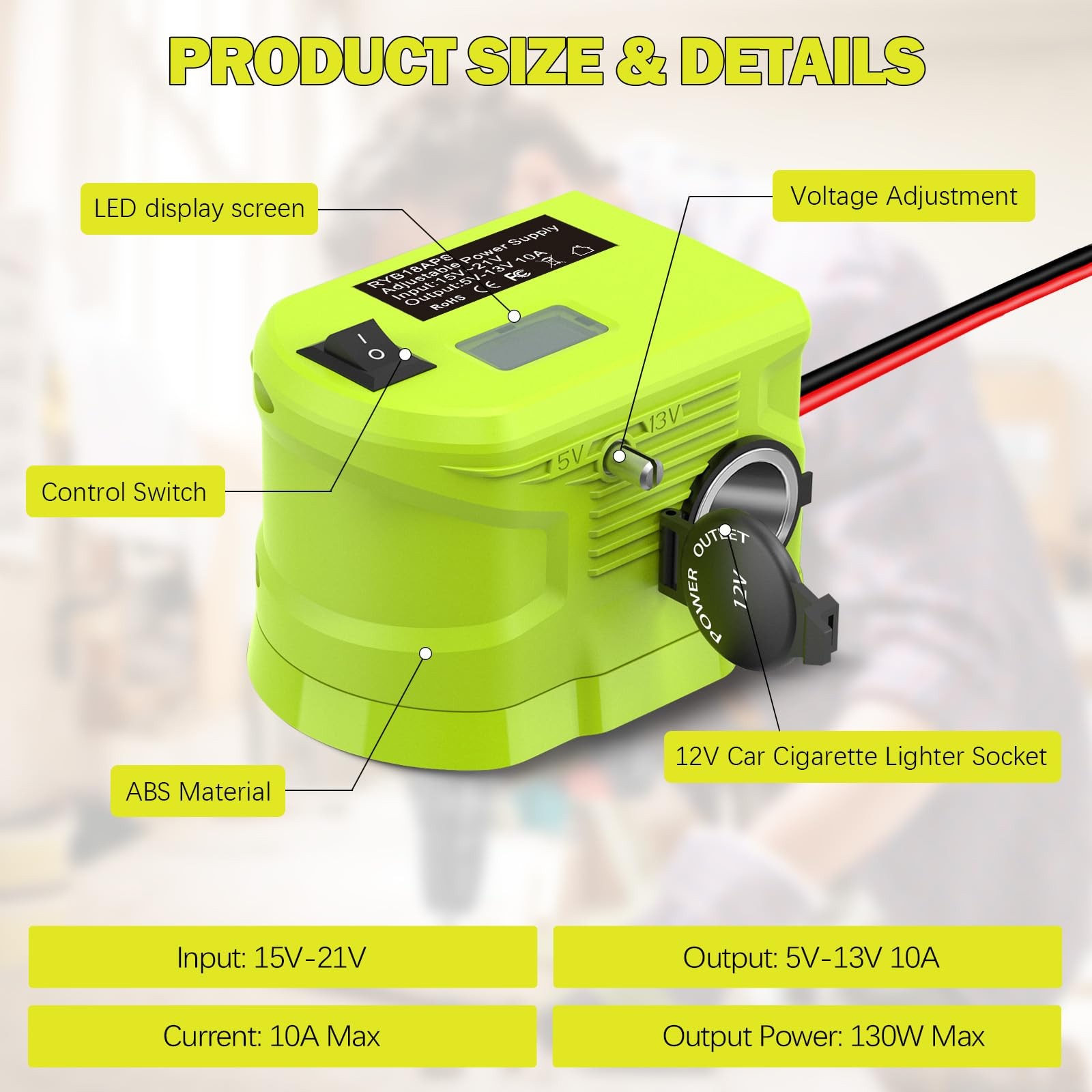 Step Down Adapter for Ryobi Battery, 18V to 12V Converter Voltage Regulator f…