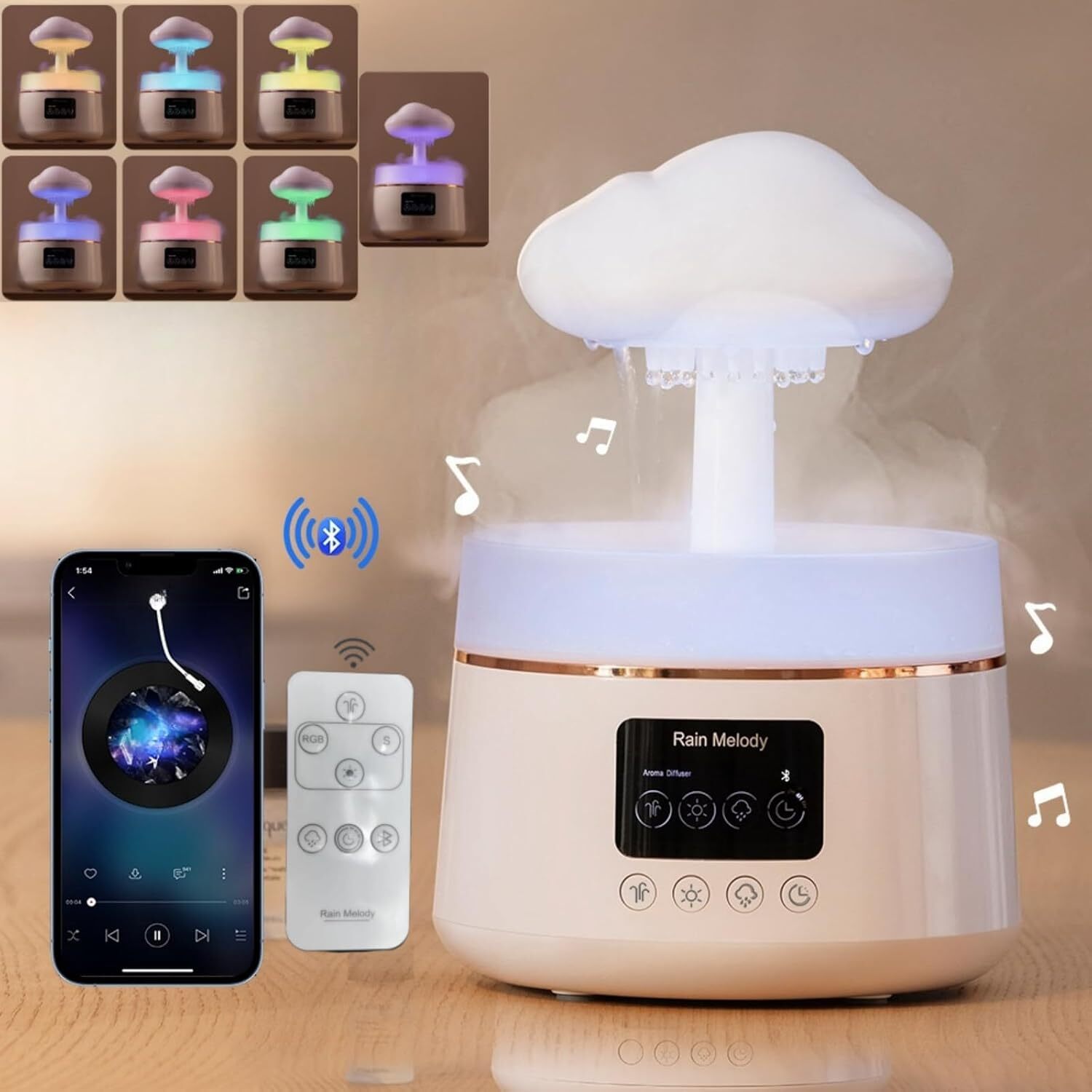 30db Silent Cool Mist Humidifier Bedroom 3 Types Brightness And 7 Color Light