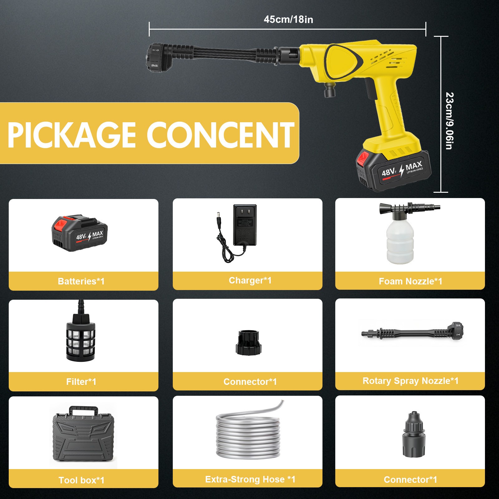 Cordless Pressure Washer for Dewalt 21V Battery 970 PSI Portable Handheld Power