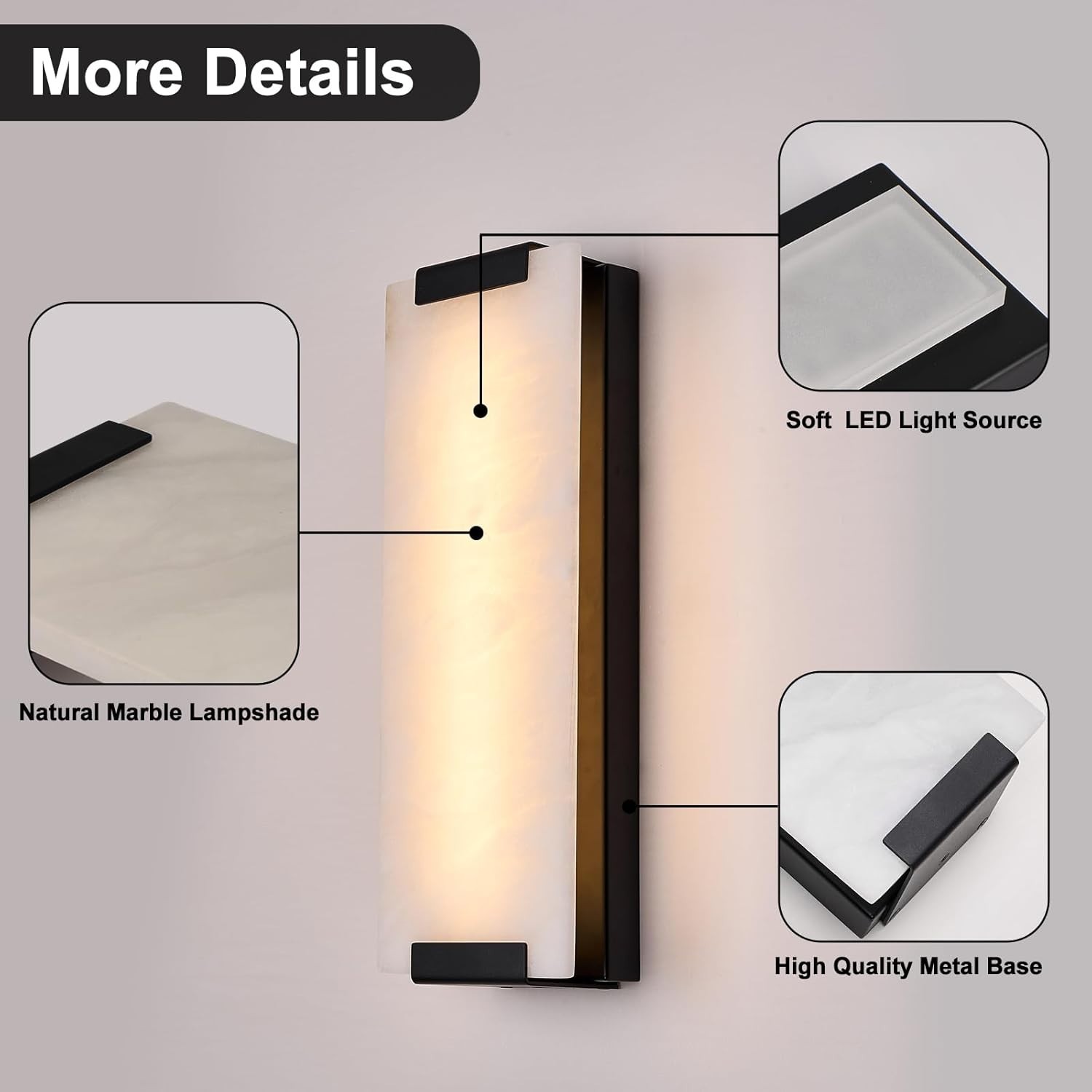 Homluce 14.2in Alabaster Wall Sconces Large Natural Marble Wall Sconces Set of 2
