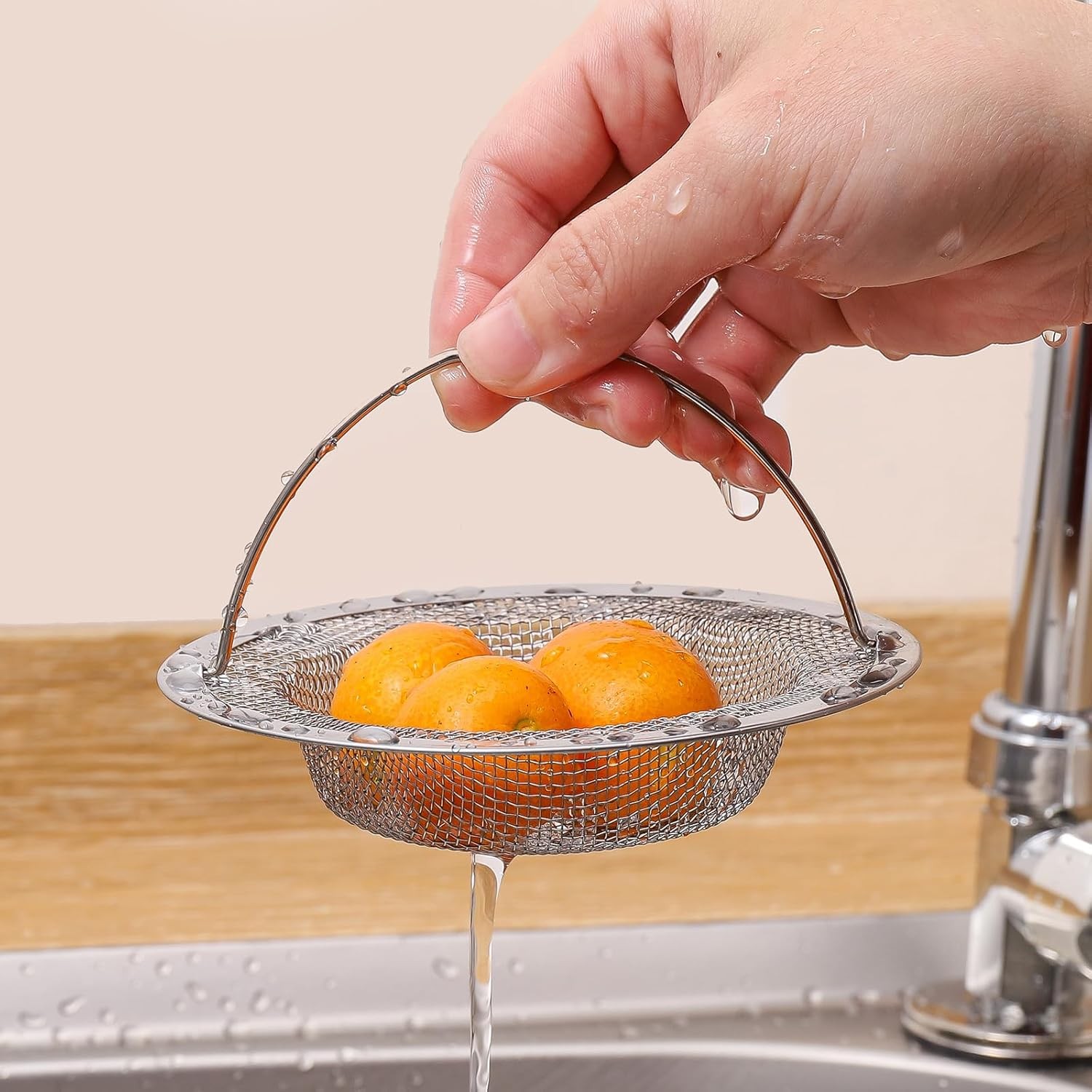 Kitchen Sink Strainer Large Wide Rim 4.5″ Stainless Steel Mesh Drain Filter