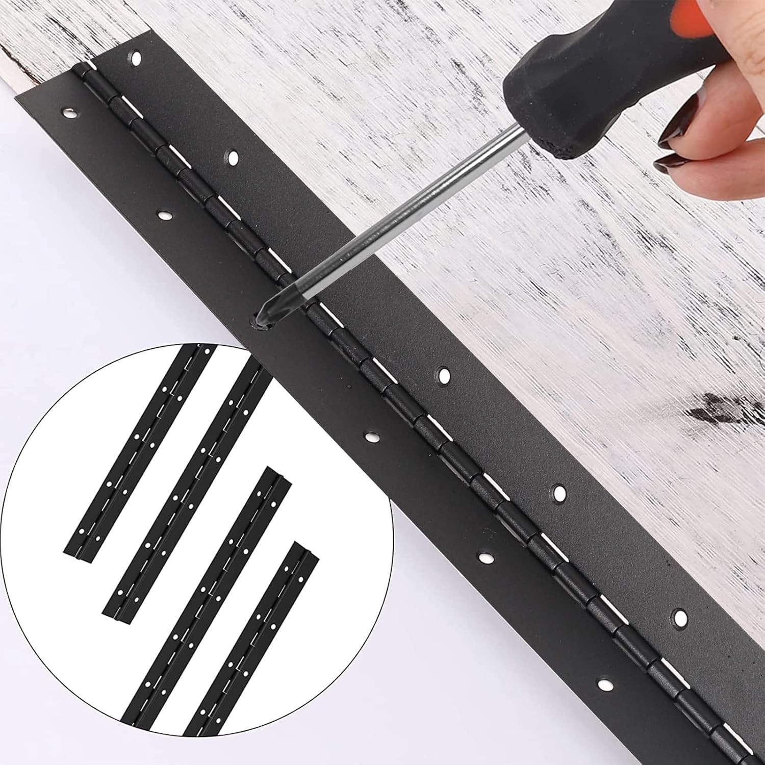 2PCS Black 6-Inch Heavy Duty Piano Hinge,2″ Open Width Stainless Steel Continuou