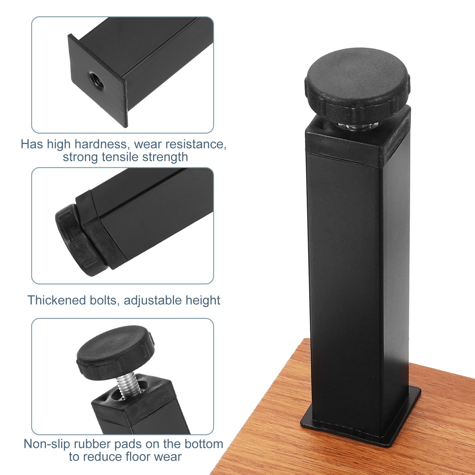 Adjustable Height Center Support Leg 6″ Bed Support Legs Black