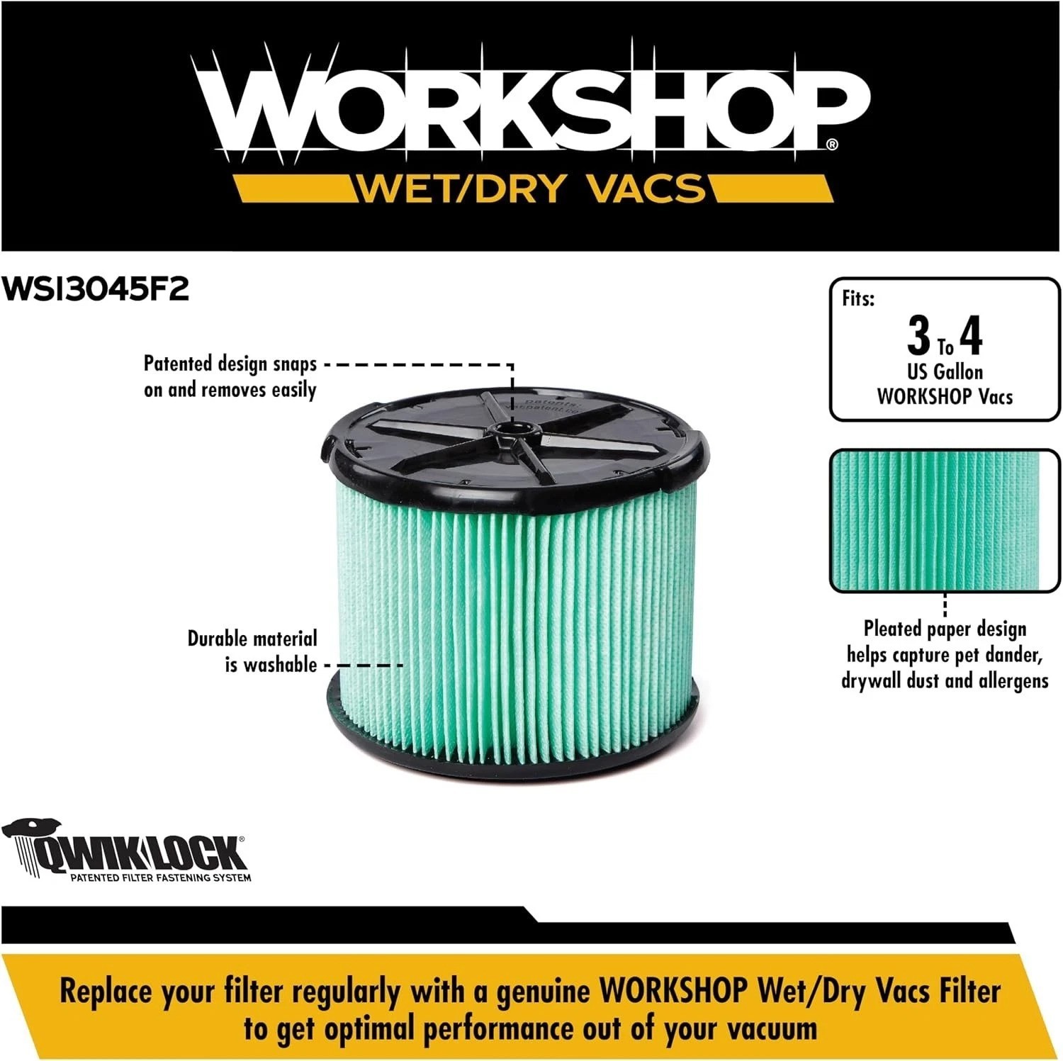 HEPA Media Vacuum Filter 2-Pack for Pollen & Allergens