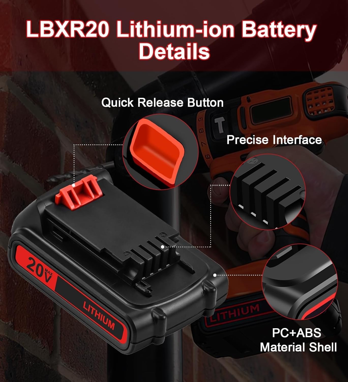 2Pack 20V Lithium-ion 1.5Ah Battery for BLACK DECKER 20 Volt LBXR20 LBX20 LB20