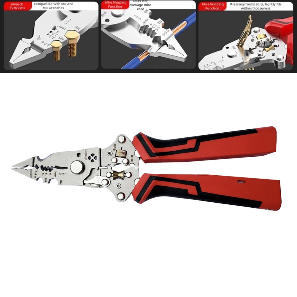 16-in-1 Wire Stripper with Voltage Detection for Stripping Twisting and Cutting