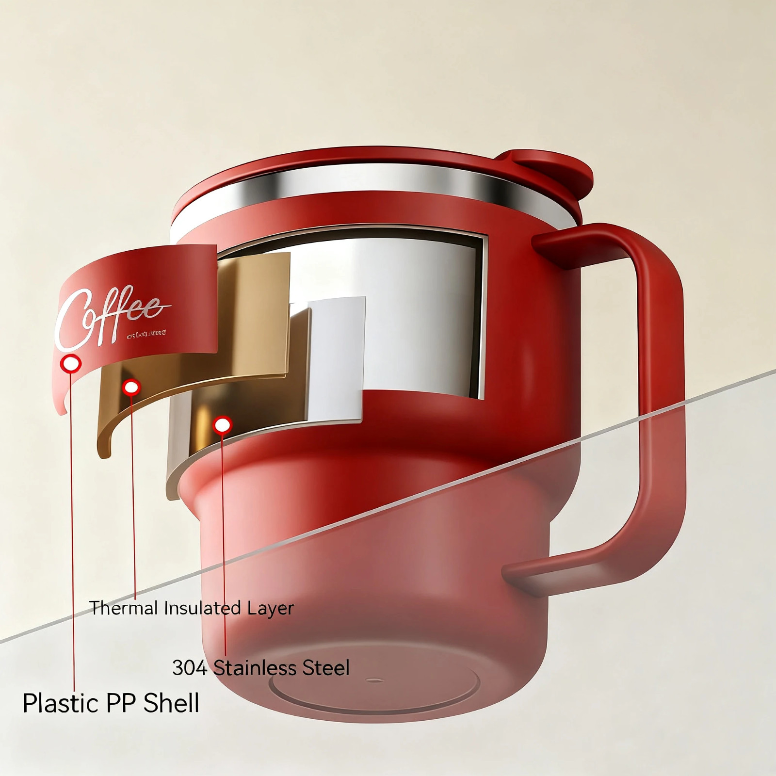 Stainless Steel Double Wall Thermal Coffee Cup Portable Travel Mug Milk, coffee